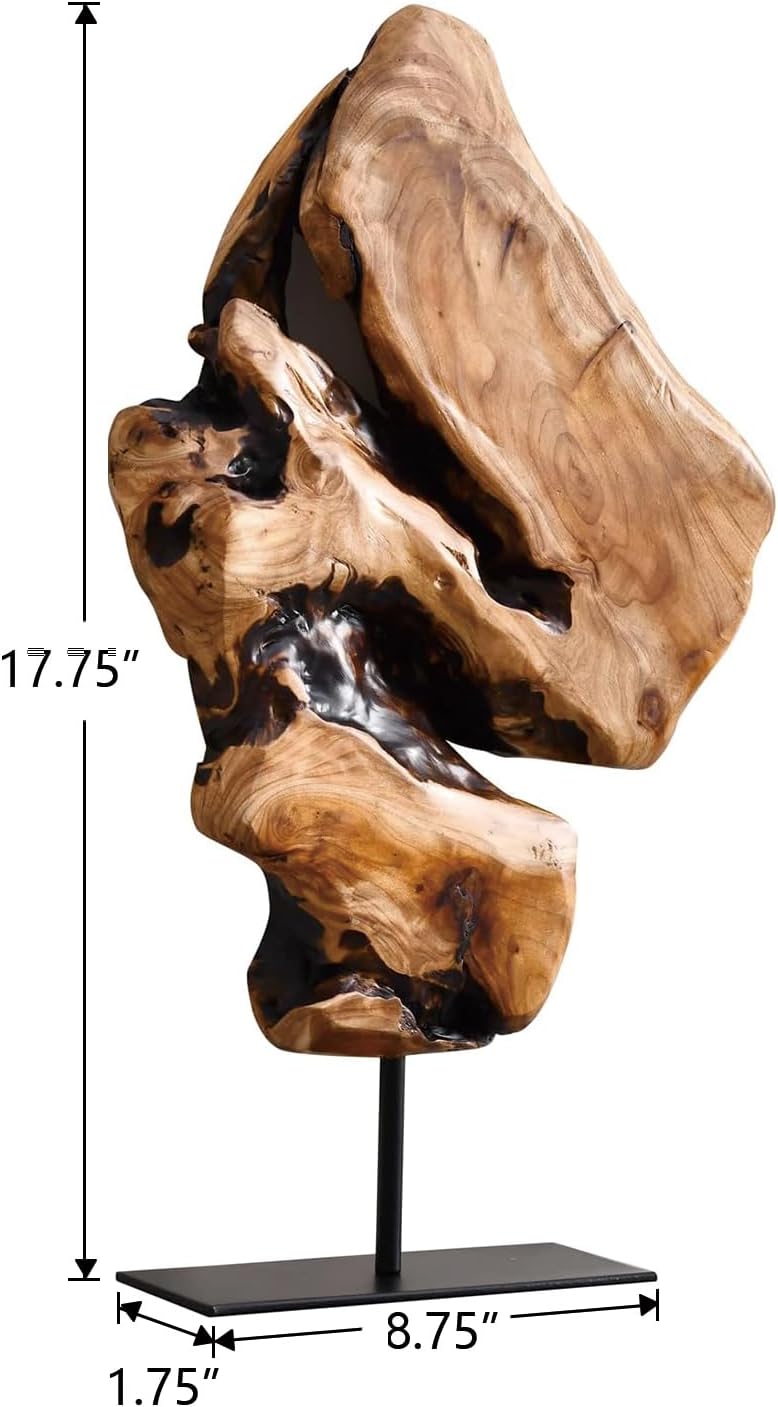 WELLAND Irregular Cedar Wood Sculpture 8.75" W x 1.75" D x 17.75" H Natural Edge Tabletop Statues, Handmade Ornaments, Décor for Living Room, Home Office, Bedroom,