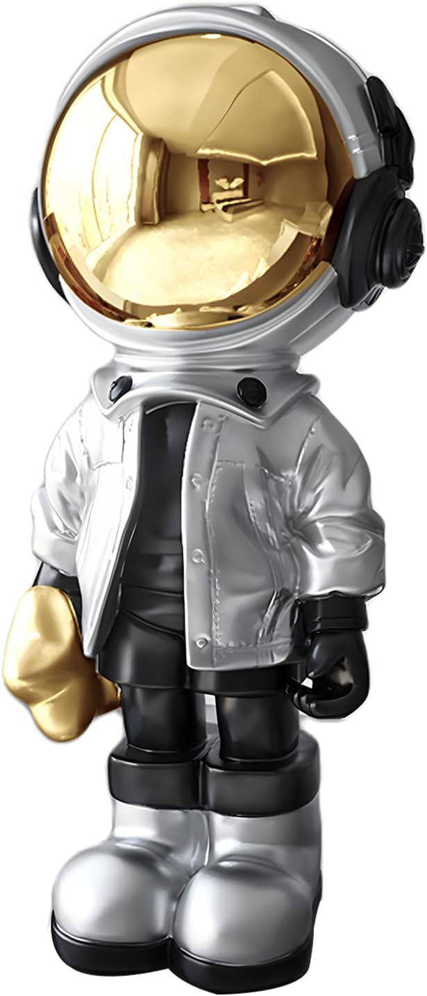 Dosker Astronaut Statues Spaceman Sculpture Polyresin Arts Gifts Gold Figurine Ornament Room Decor for Men,Home and Crafts Desktop Accessories Tabletop Decoration, Living Room, Office, Bookshelf