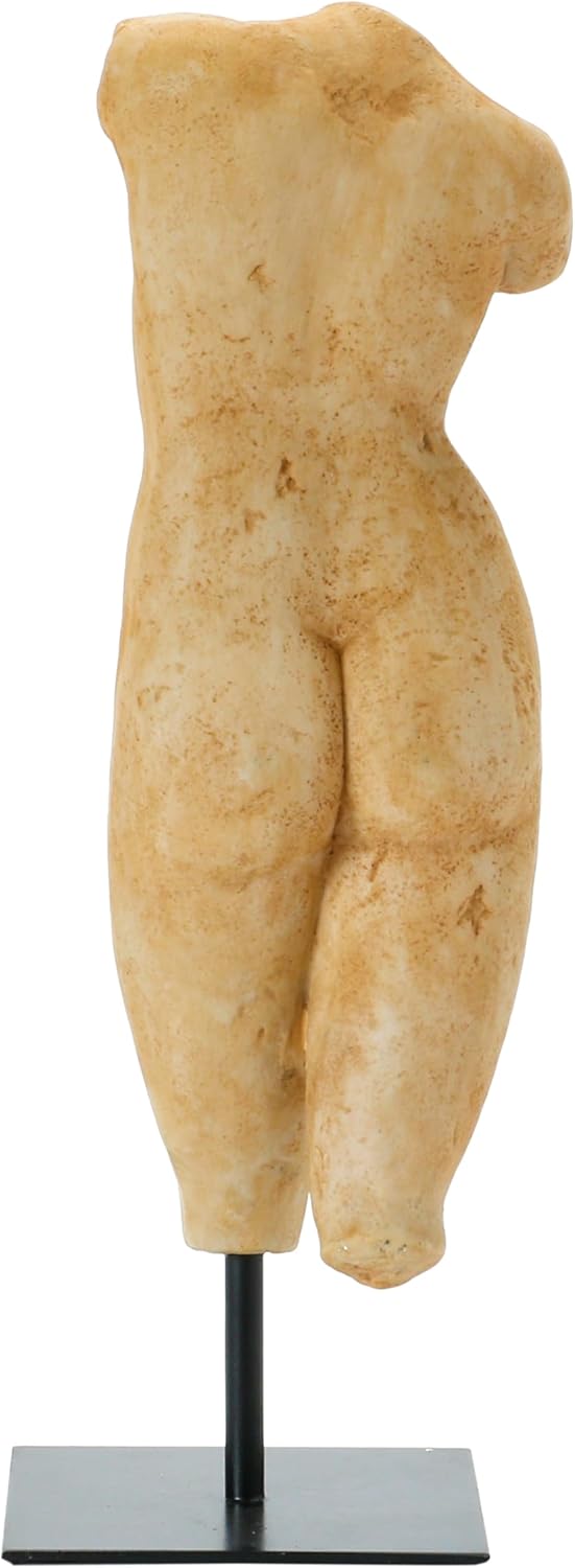 Creative Co-Op Sculptural Resin Female Figure on Metal Stand, Plaster Finish