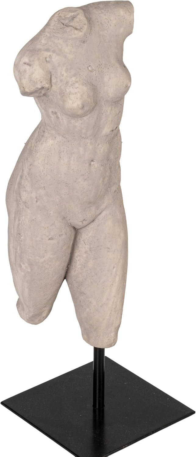 Creative Co-Op Sculptural Resin Female Figure on Metal Stand, Plaster Finish