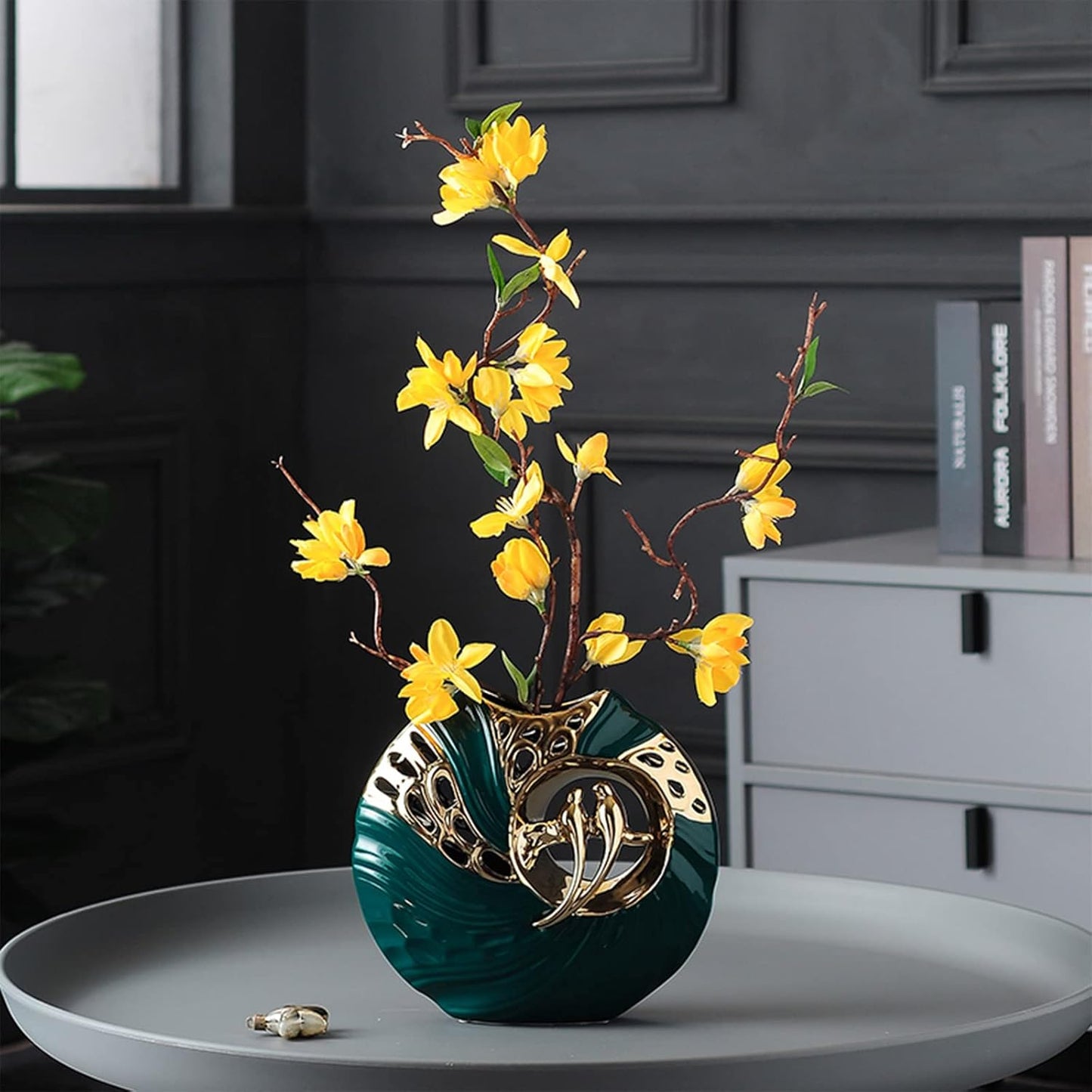 Modern Abstract Art Ceramic Statue Home Decoration House Decorations Living Room Coffee Table Decor Collectible Figurines Sculpture Decoration Ornaments for Living Room(Vase)