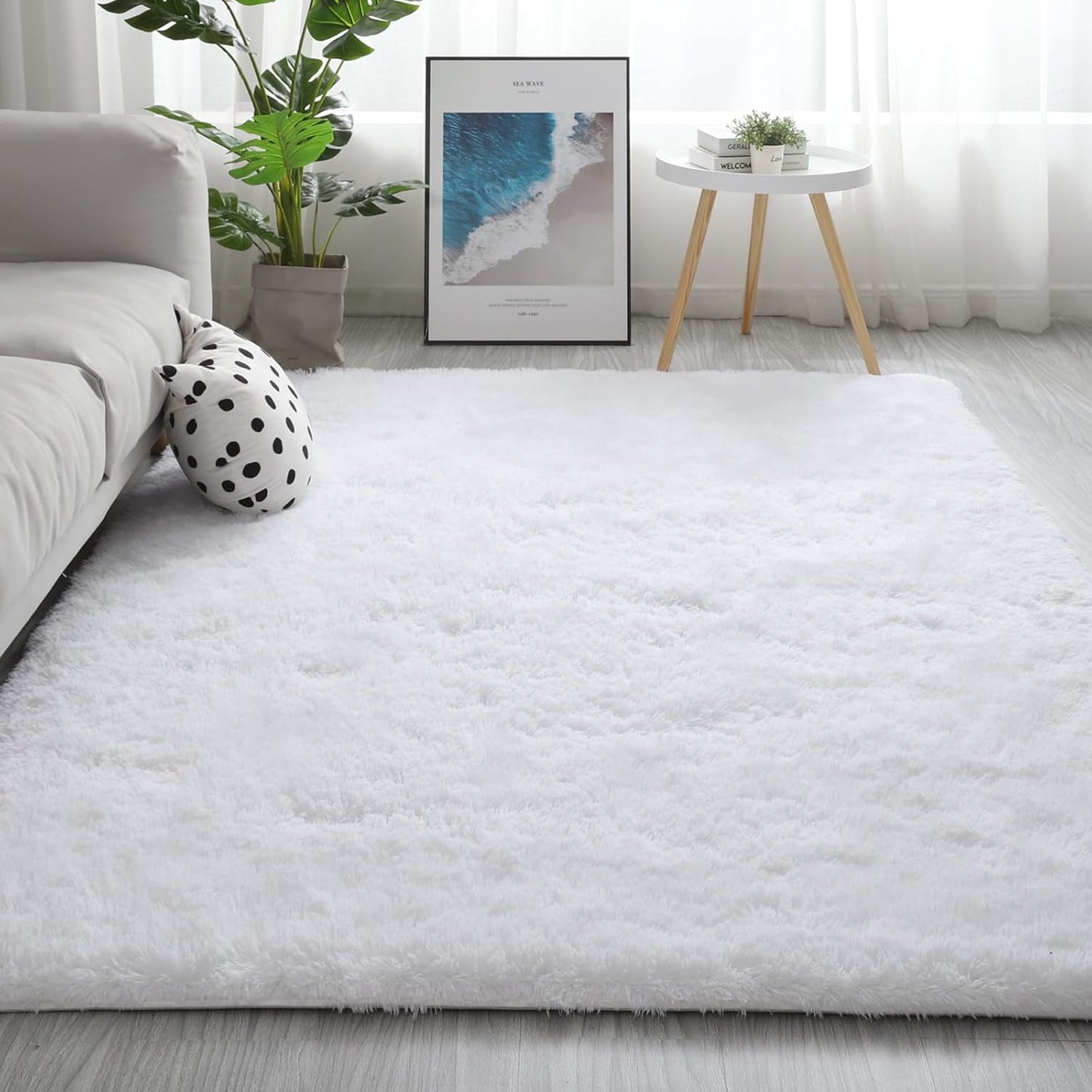 Shag Area Rugs for Bedroom Living Room,4X6 Ultra Soft Fluffy Area Rugs for Dorm, Indoor Carpet Nursery Rugs for Kids Room Home Decor,Tie-Dye Grey