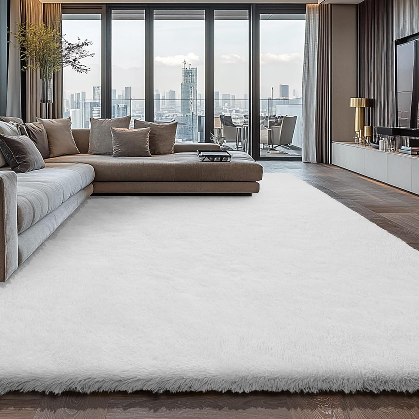 Shag Area Rugs for Bedroom Living Room,4X6 Ultra Soft Fluffy Area Rugs for Dorm, Indoor Carpet Nursery Rugs for Kids Room Home Decor,Tie-Dye Grey