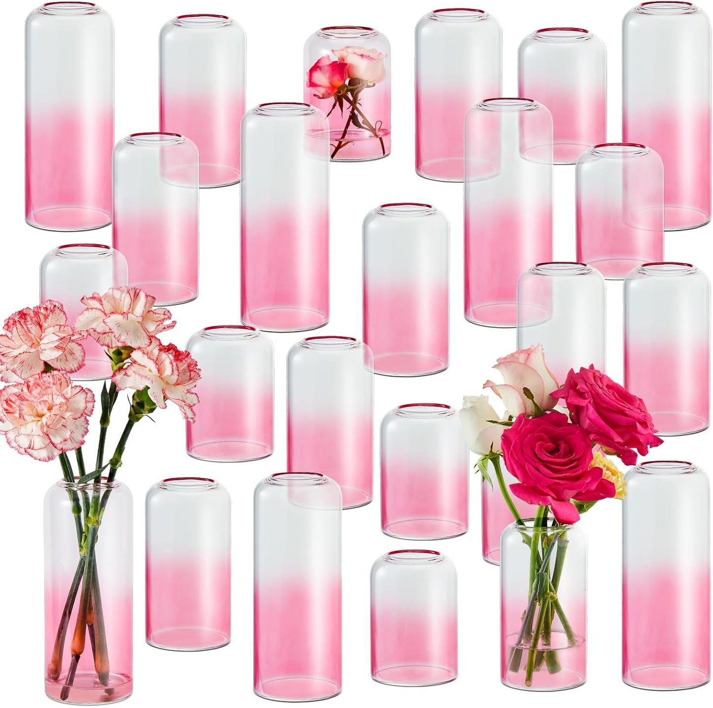 Glass Bud Vases Set of 24, Clear Flower Vase for Centerpieces, Small Vases for Flowers, Decor Centerpiece for Bathroom, Decorative Vases for House Warming