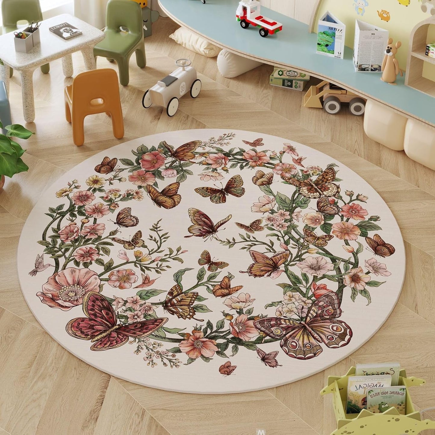 Runner Rug for Kitchen Rug Non Slip 2'6''x8' Washable Rugs with Rubber Backing Soft Floral Butterfly Carpet Runner for Kitchen Laundry Bedroom Bathroom, Black