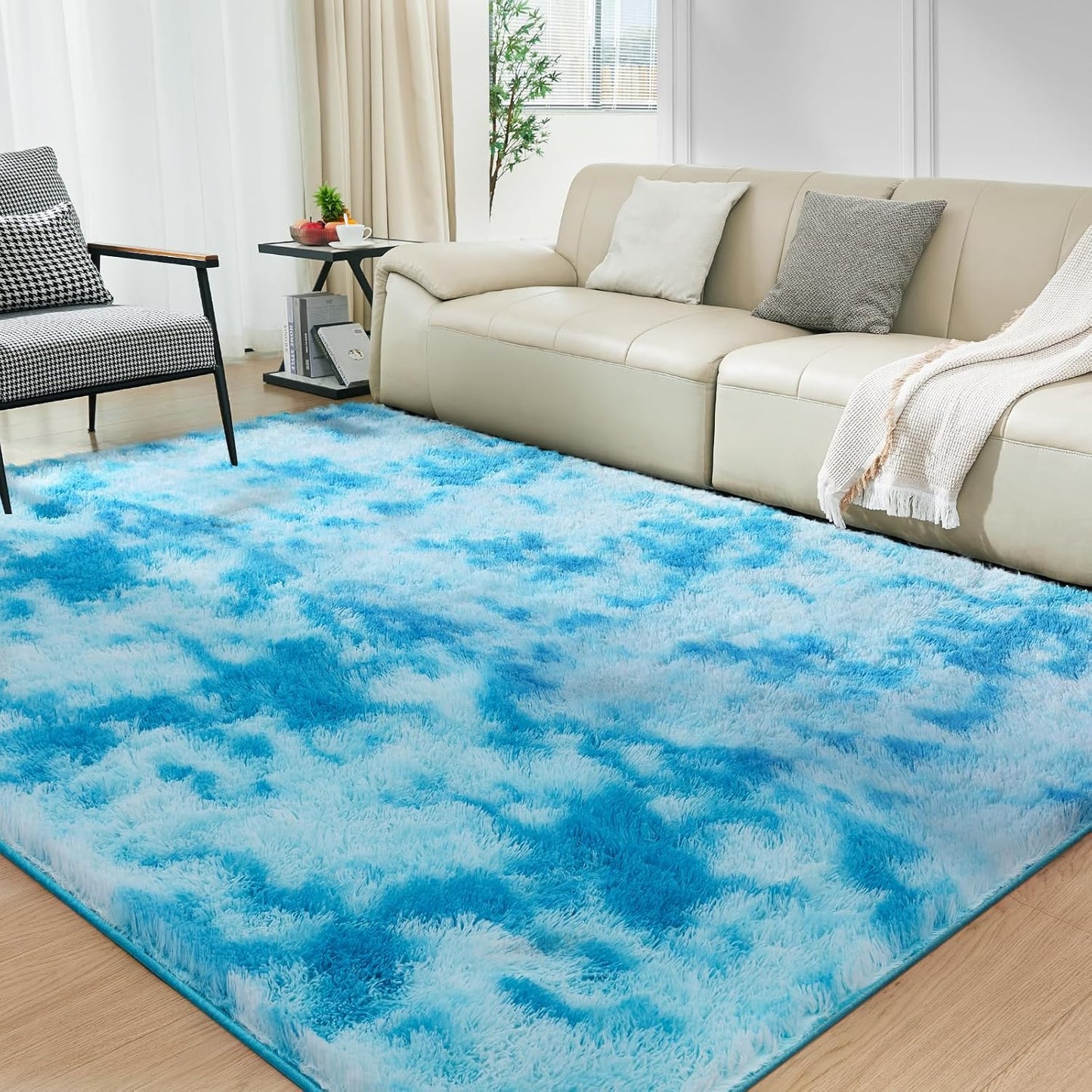 5X8 Ultra Soft Rug for Living Room, 5X8 Fluffy Shag Area Rug for Bedroom, Modern Shaggy Carpets Fuzzy Rug for Teens Dorm Nursery Home Decor Aesthetic, Upgrade Anti-Skid Durable, Grey