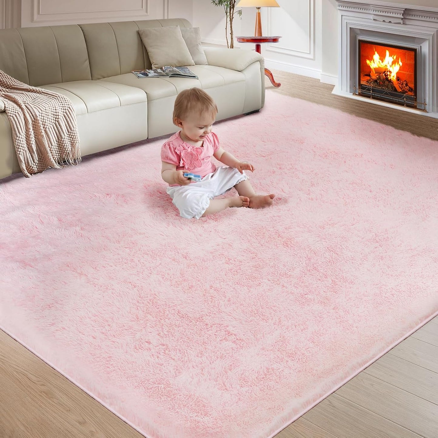 5X8 Ultra Soft Rug for Living Room, 5X8 Fluffy Shag Area Rug for Bedroom, Modern Shaggy Carpets Fuzzy Rug for Teens Dorm Nursery Home Decor Aesthetic, Upgrade Anti-Skid Durable, Grey