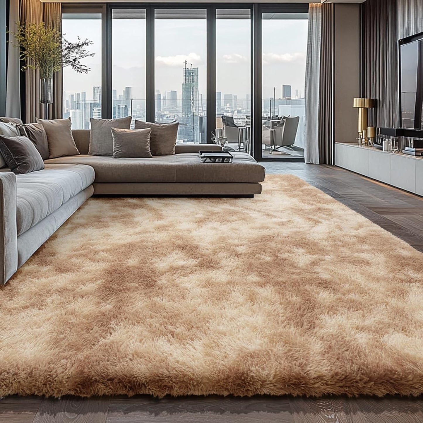 Shag Area Rugs for Bedroom Living Room,4X6 Ultra Soft Fluffy Area Rugs for Dorm, Indoor Carpet Nursery Rugs for Kids Room Home Decor,Tie-Dye Grey