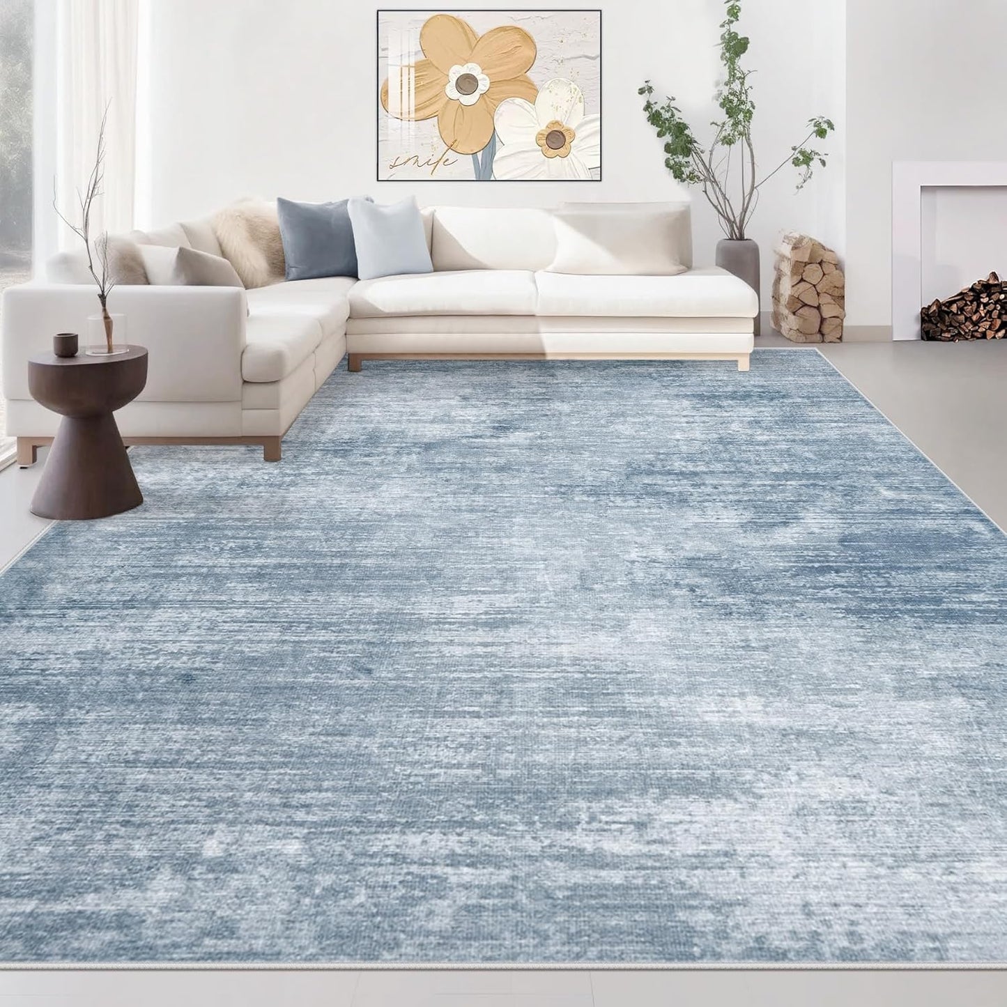 Area Rugs 5x7 Living Room: Washable Rug Modern Abstract Large Rug Soft Non Slip Neutral Rug Stain Resistant Indoor Carpet for Bedroom Kitchen Dining Room Table Nursery Home Office Rugs(Beige,5'x7')
