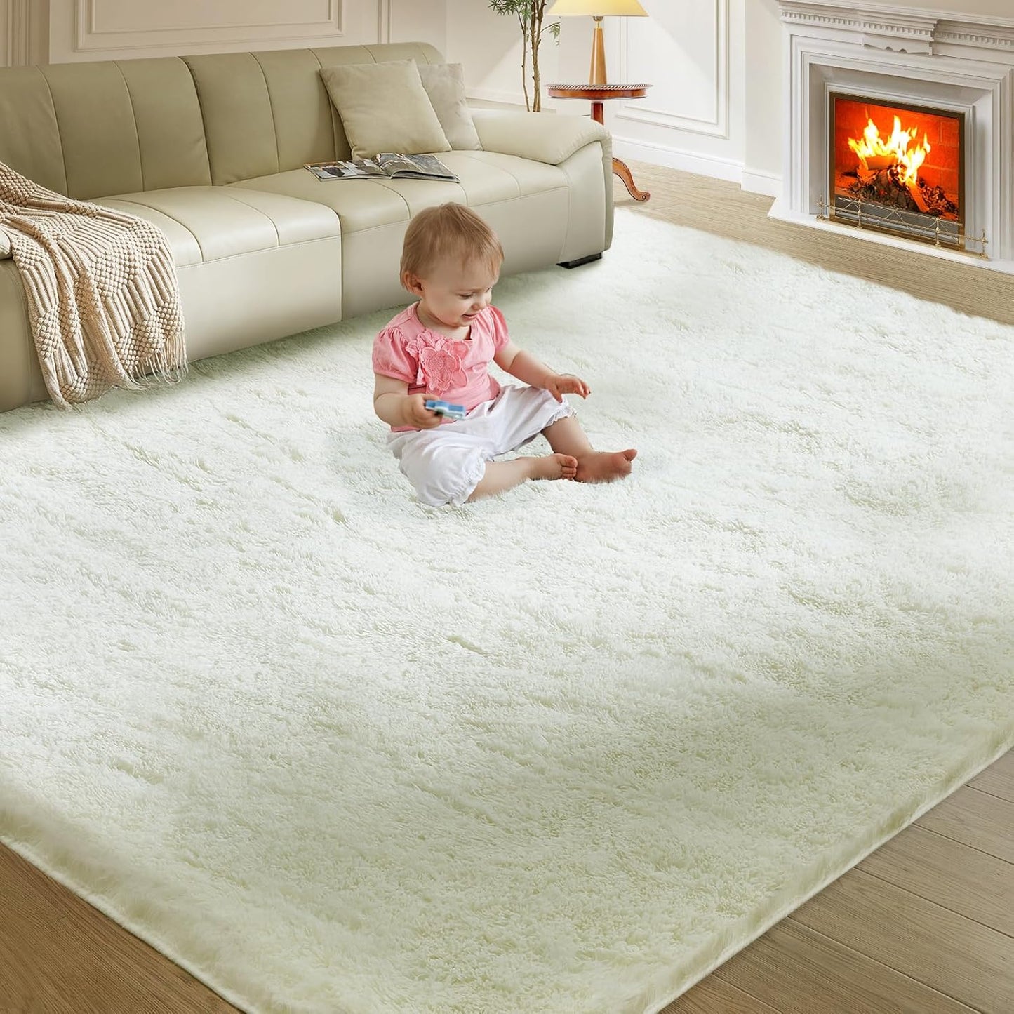 5X8 Ultra Soft Rug for Living Room, 5X8 Fluffy Shag Area Rug for Bedroom, Modern Shaggy Carpets Fuzzy Rug for Teens Dorm Nursery Home Decor Aesthetic, Upgrade Anti-Skid Durable, Grey