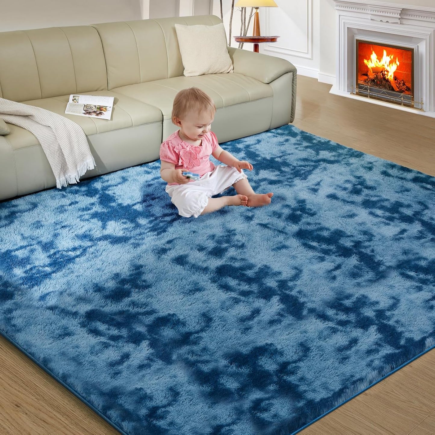 5X8 Ultra Soft Rug for Living Room, 5X8 Fluffy Shag Area Rug for Bedroom, Modern Shaggy Carpets Fuzzy Rug for Teens Dorm Nursery Home Decor Aesthetic, Upgrade Anti-Skid Durable, Grey