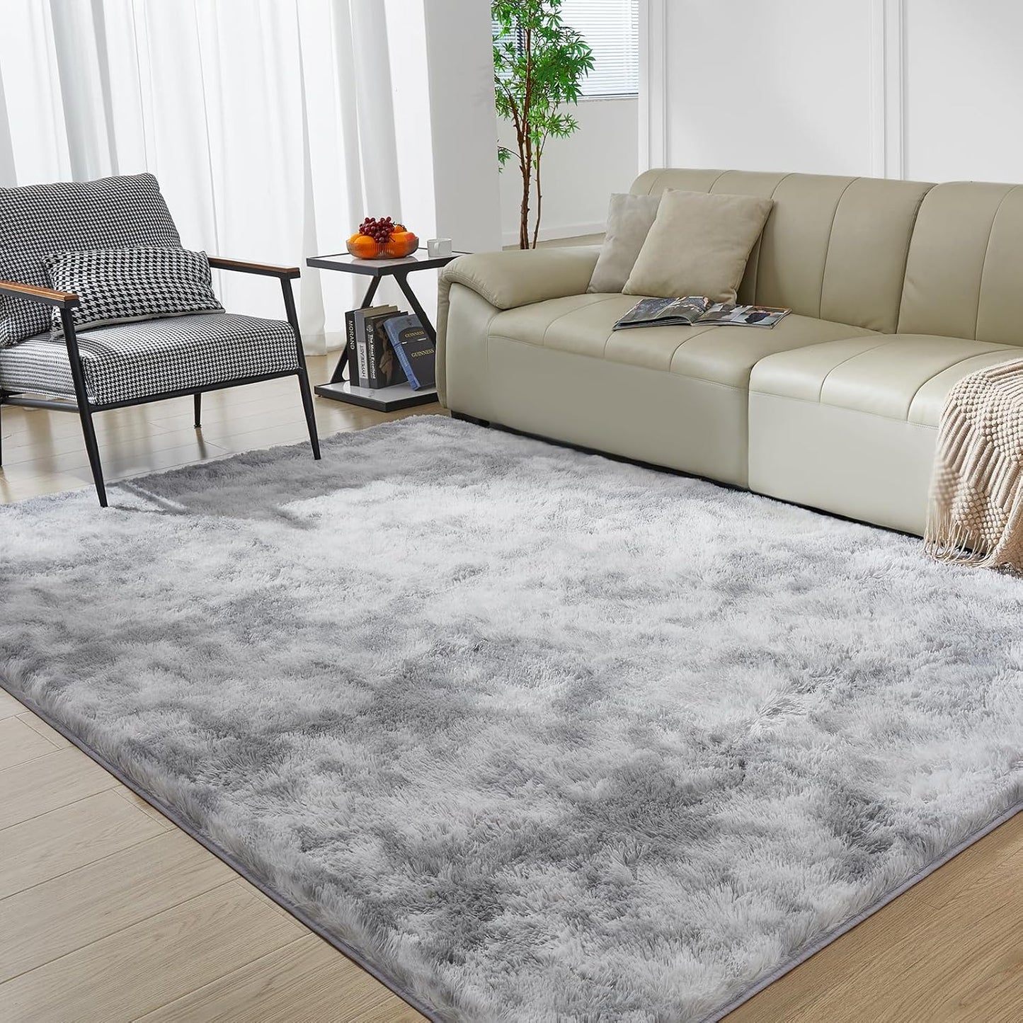 5X8 Ultra Soft Rug for Living Room, 5X8 Fluffy Shag Area Rug for Bedroom, Modern Shaggy Carpets Fuzzy Rug for Teens Dorm Nursery Home Decor Aesthetic, Upgrade Anti-Skid Durable, Grey