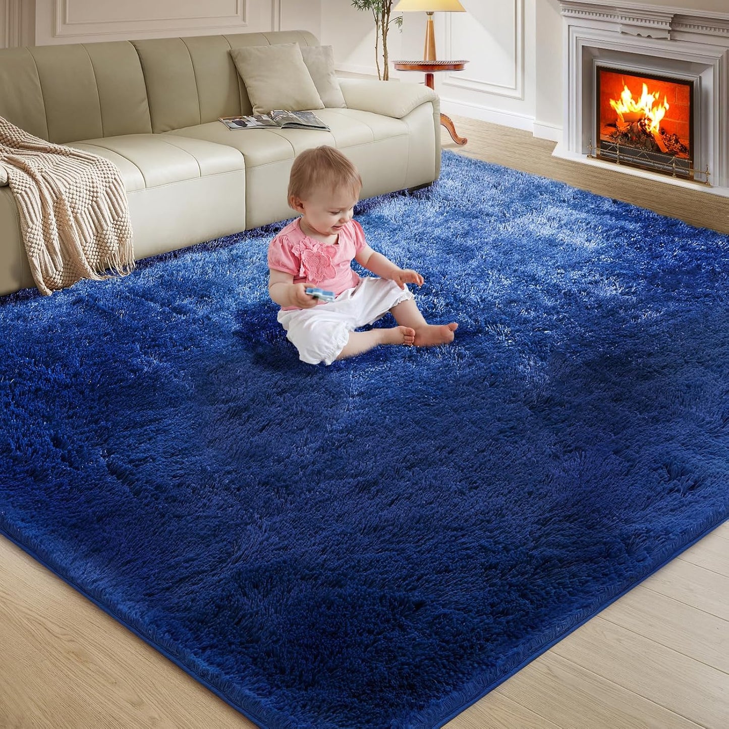 5X8 Ultra Soft Rug for Living Room, 5X8 Fluffy Shag Area Rug for Bedroom, Modern Shaggy Carpets Fuzzy Rug for Teens Dorm Nursery Home Decor Aesthetic, Upgrade Anti-Skid Durable, Grey