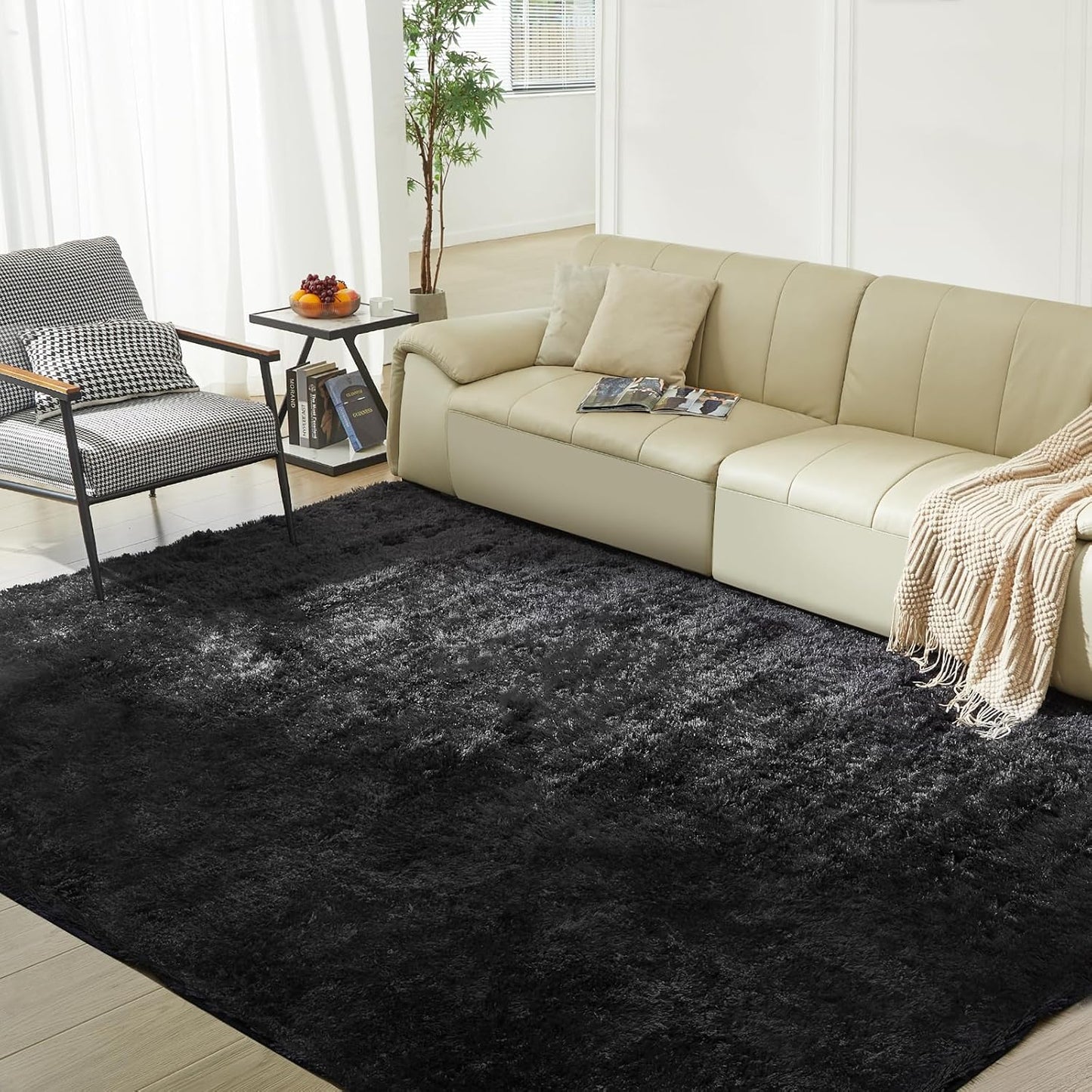 5X8 Ultra Soft Rug for Living Room, 5X8 Fluffy Shag Area Rug for Bedroom, Modern Shaggy Carpets Fuzzy Rug for Teens Dorm Nursery Home Decor Aesthetic, Upgrade Anti-Skid Durable, Grey