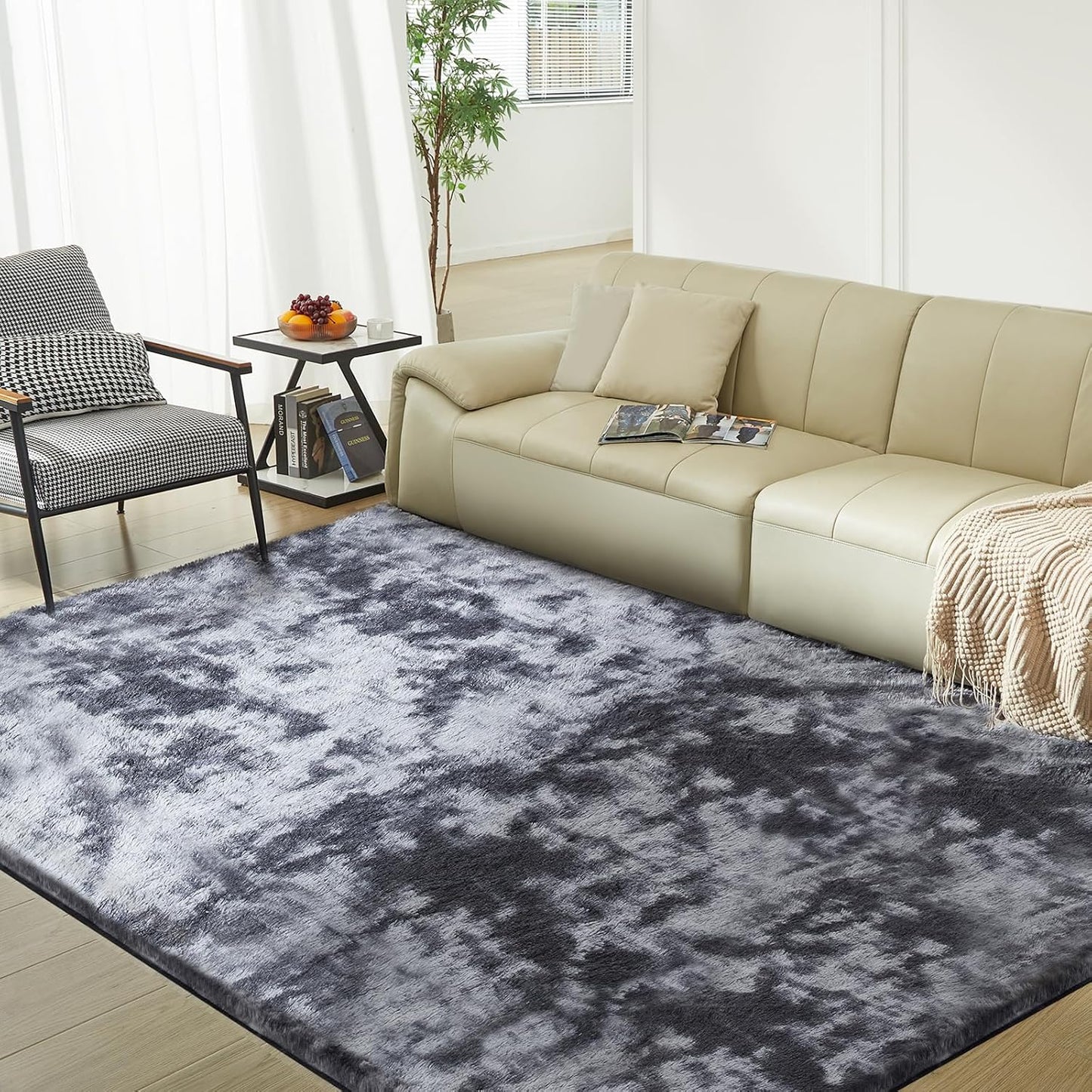 5X8 Ultra Soft Rug for Living Room, 5X8 Fluffy Shag Area Rug for Bedroom, Modern Shaggy Carpets Fuzzy Rug for Teens Dorm Nursery Home Decor Aesthetic, Upgrade Anti-Skid Durable, Grey