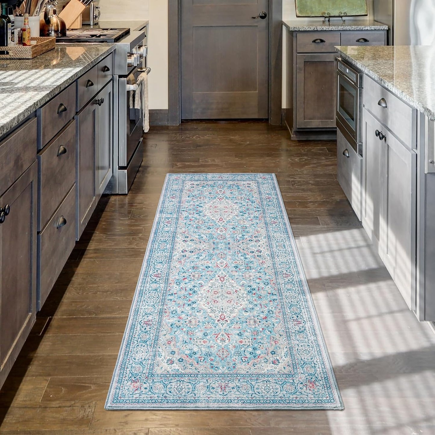 Washable Rug 4x6, Beige Area Rugs Non Slip, Indoor Low Pile Carpet with Rubber Backing for Living Room Kitchen Bathroom Entryway Office Bedroom