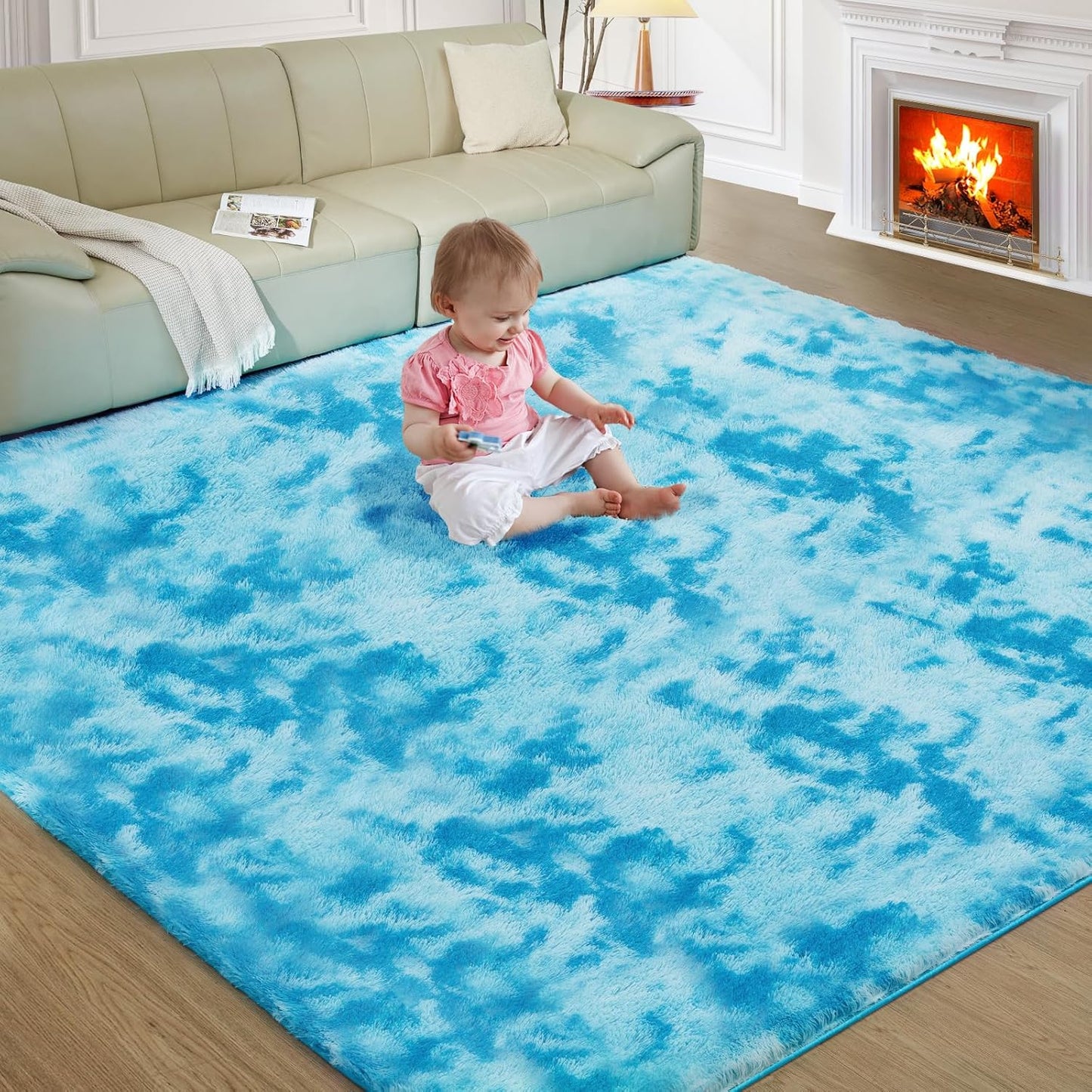 5X8 Ultra Soft Rug for Living Room, 5X8 Fluffy Shag Area Rug for Bedroom, Modern Shaggy Carpets Fuzzy Rug for Teens Dorm Nursery Home Decor Aesthetic, Upgrade Anti-Skid Durable, Grey