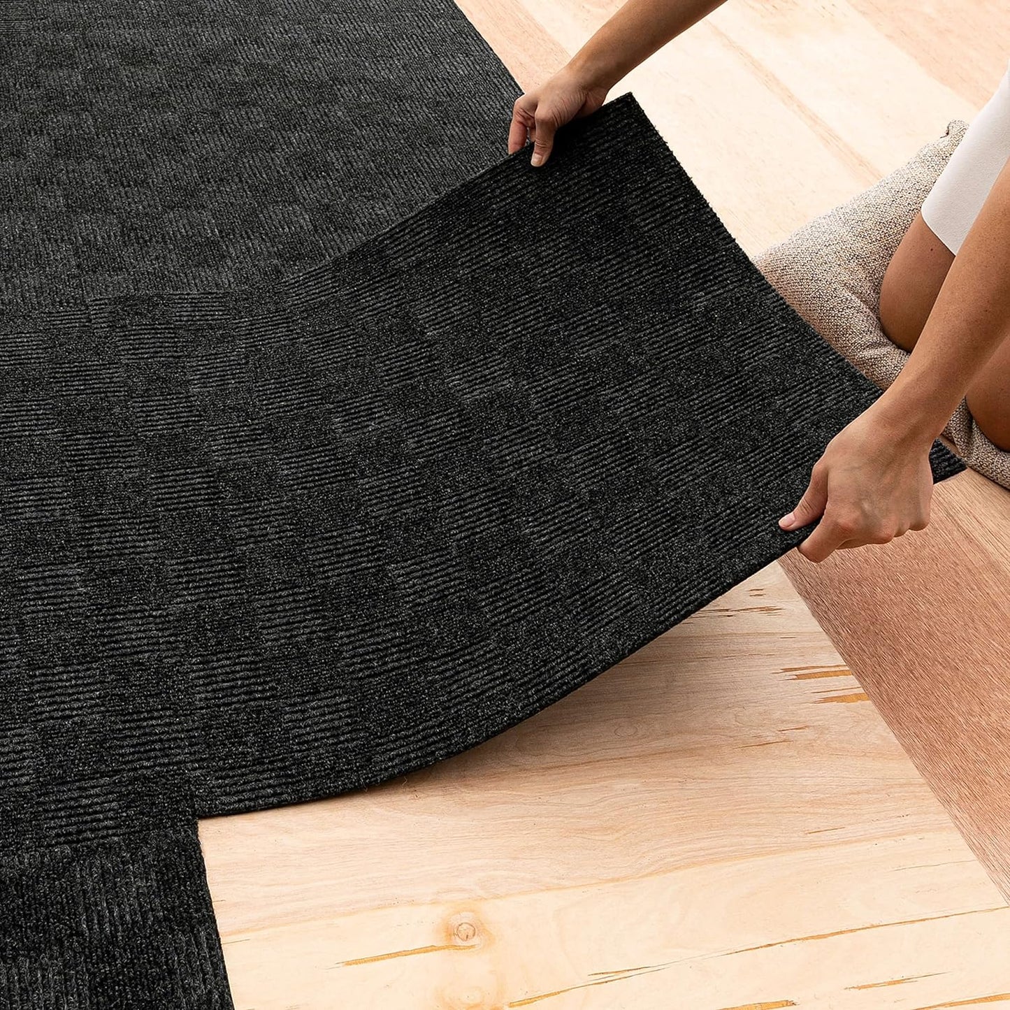 Mohawk Home 24" x 24" Indoor/Outdoor 0.25" Pile Height, Peel and Stick Carpet Tile, Grey Polyester, (Pack of 15) (60 sqft/Box)