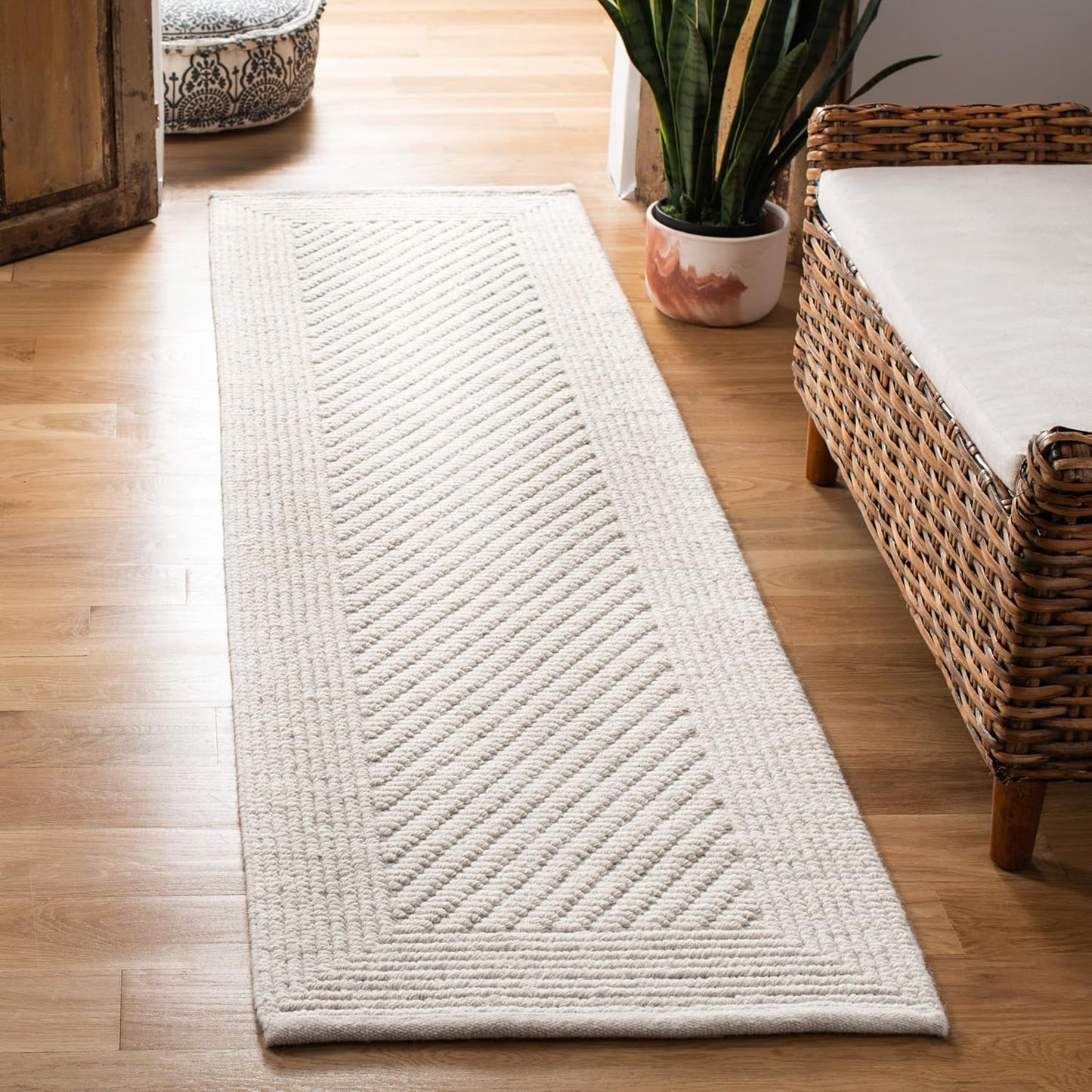 SAFAVIEH Natura Collection 9' x 12' Ivory NAT450A Handmade Wool Living Room Dining Bedroom Area Rug