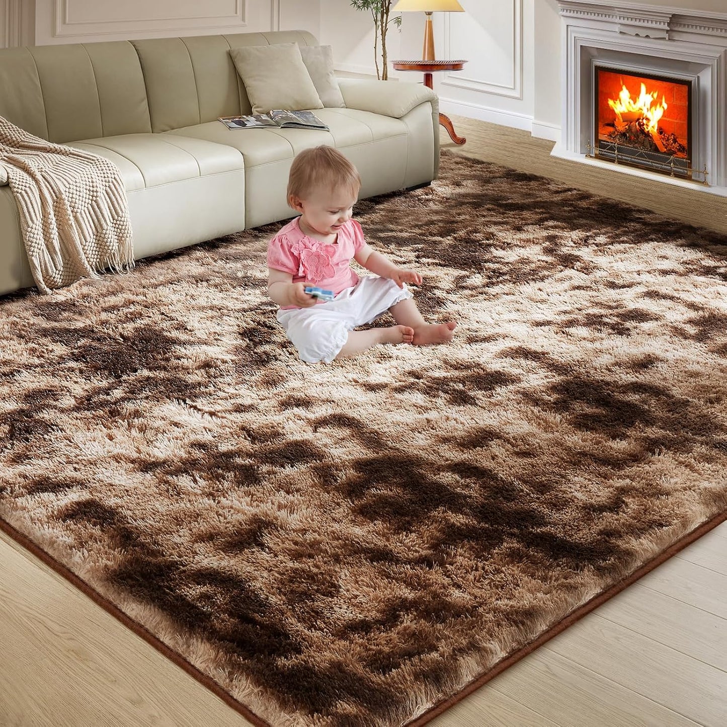 5X8 Ultra Soft Rug for Living Room, 5X8 Fluffy Shag Area Rug for Bedroom, Modern Shaggy Carpets Fuzzy Rug for Teens Dorm Nursery Home Decor Aesthetic, Upgrade Anti-Skid Durable, Grey
