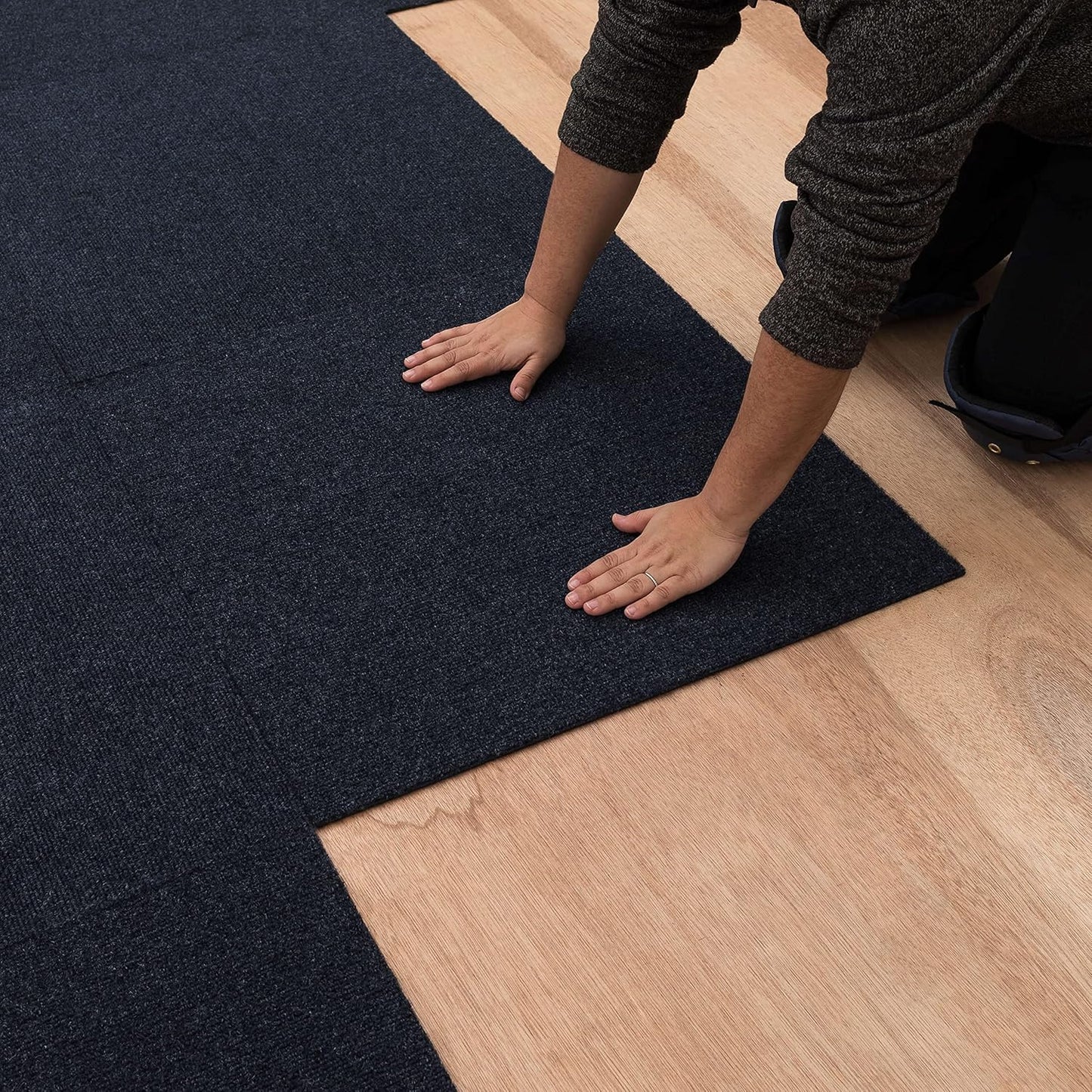 Mohawk Home 24" x 24" Indoor/Outdoor 0.25" Pile Height, Peel and Stick Carpet Tile, Grey Polyester, (Pack of 15) (60 sqft/Box)