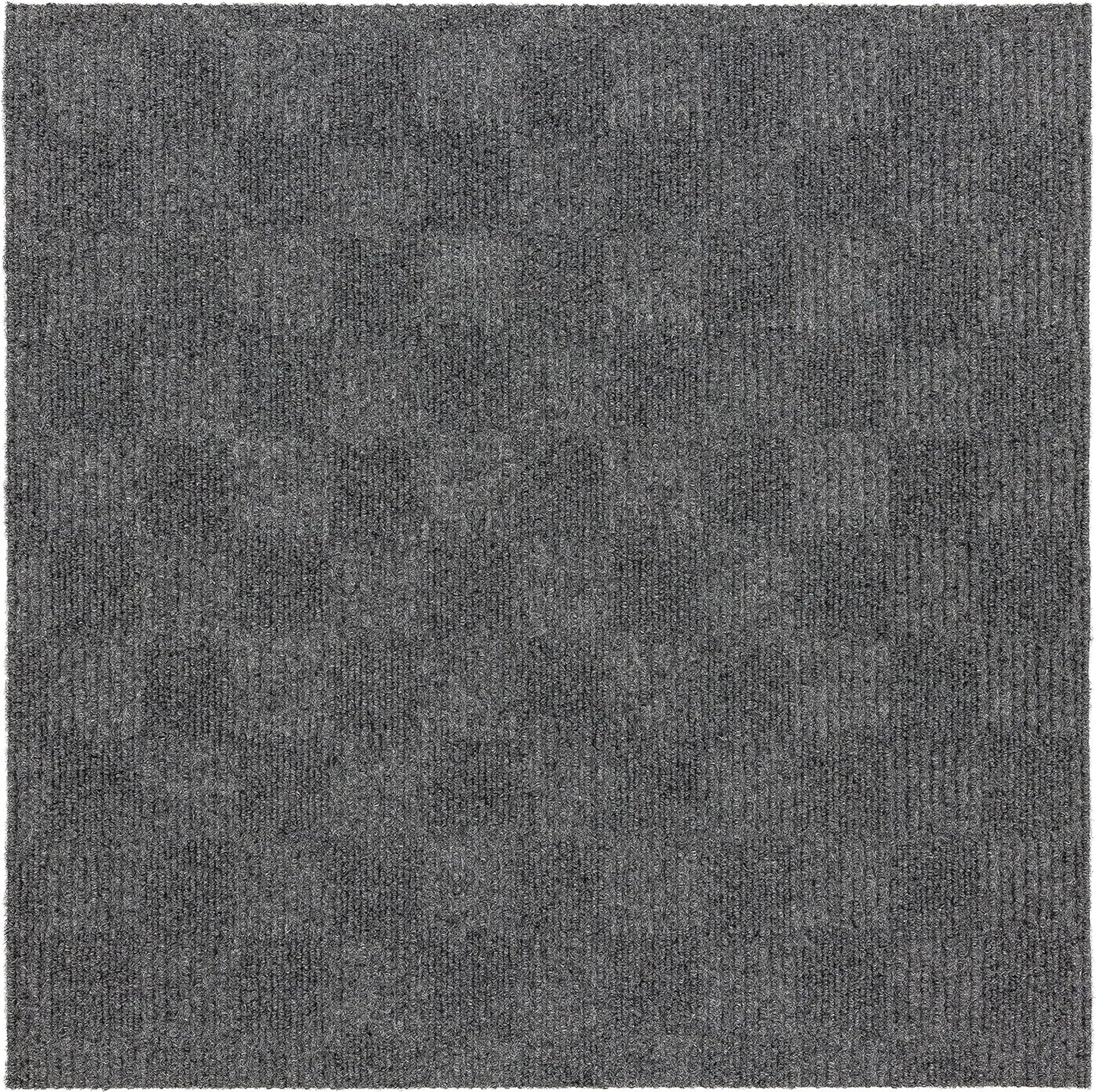 Mohawk Home 24" x 24" Indoor/Outdoor 0.25" Pile Height, Peel and Stick Carpet Tile, Grey Polyester, (Pack of 15) (60 sqft/Box)