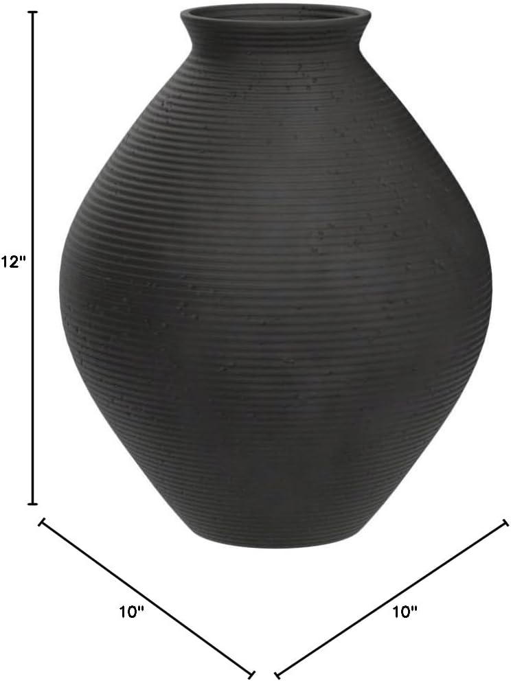 Signature Design by Ashley Hannela 12" Modern Distressed Polyresin Vase, Antique Brown