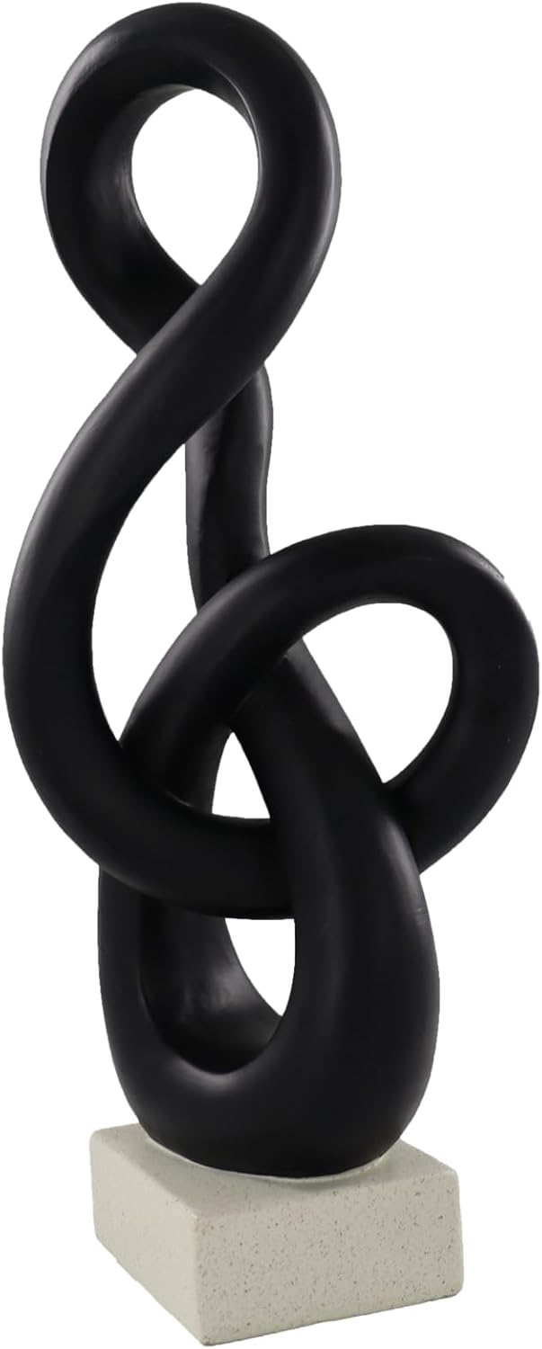 13'' Abstract Rock Decorative Sculpture Ornament, Sandstone Statue Decor for Living Room, Modern Resin Stone Sculpture,Coffee Table Decoration,Gifts for Good Luck, Health, Strength,Black