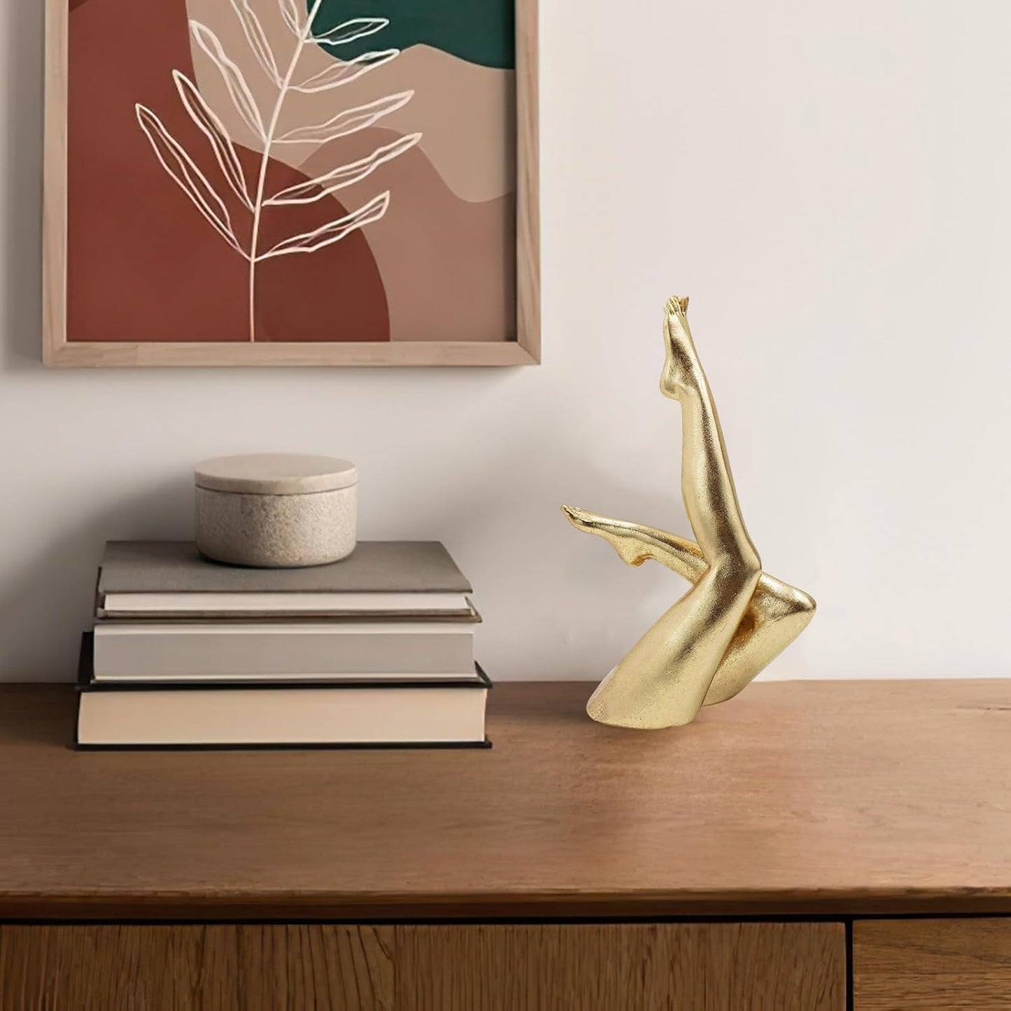 Gold Legs Statue, Resin Abstract Art Legs Ornament, Yoga Woman Decor Sculpture, Modern Aesthetic Figurine Decoration, Suitable for Home Living Room Bedroom Office Shelf Table Desk Bookshelf Decor
