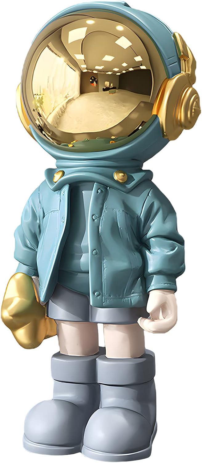 Dosker Astronaut Statues Spaceman Sculpture Polyresin Arts Gifts Gold Figurine Ornament Room Decor for Men,Home and Crafts Desktop Accessories Tabletop Decoration, Living Room, Office, Bookshelf