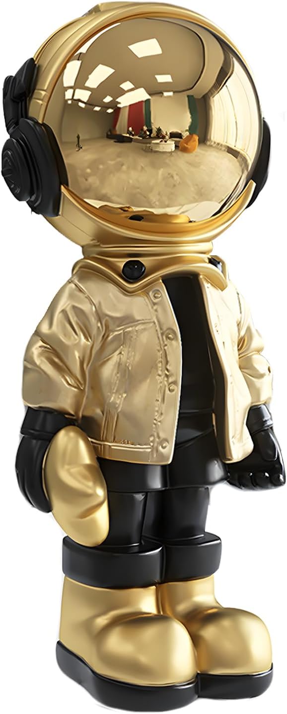 Dosker Astronaut Statues Spaceman Sculpture Polyresin Arts Gifts Gold Figurine Ornament Room Decor for Men,Home and Crafts Desktop Accessories Tabletop Decoration, Living Room, Office, Bookshelf