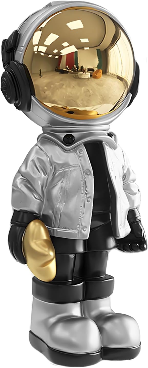 Dosker Astronaut Statues Spaceman Sculpture Polyresin Arts Gifts Gold Figurine Ornament Room Decor for Men,Home and Crafts Desktop Accessories Tabletop Decoration, Living Room, Office, Bookshelf