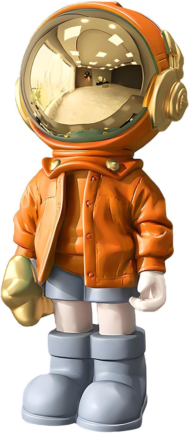 Dosker Astronaut Statues Spaceman Sculpture Polyresin Arts Gifts Gold Figurine Ornament Room Decor for Men,Home and Crafts Desktop Accessories Tabletop Decoration, Living Room, Office, Bookshelf