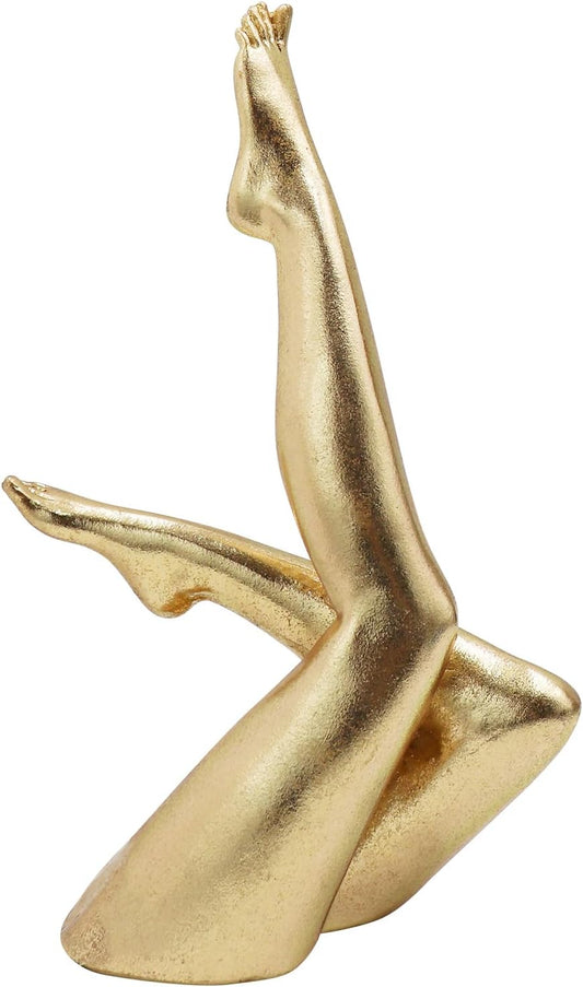 Gold Legs Statue, Resin Abstract Art Legs Ornament, Yoga Woman Decor Sculpture, Modern Aesthetic Figurine Decoration, Suitable for Home Living Room Bedroom Office Shelf Table Desk Bookshelf Decor