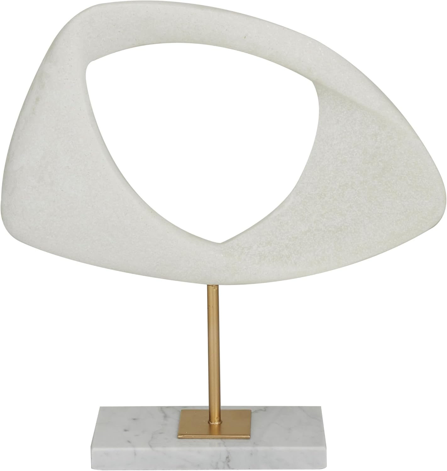Deco 79 Polystone Abstract Decorative Sculpture Cut-Out Home Decor Statue with Marble Stand, Accent Figurine 7" x 3" x 20", White