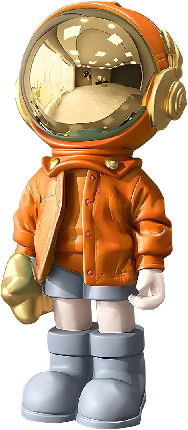 Dosker Astronaut Statues Spaceman Sculpture Polyresin Arts Gifts Gold Figurine Ornament Room Decor for Men,Home and Crafts Desktop Accessories Tabletop Decoration, Living Room, Office, Bookshelf