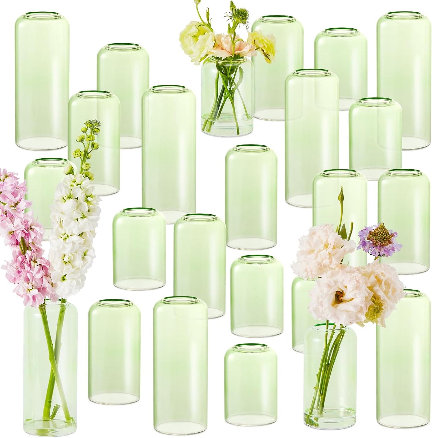 Glass Bud Vases Set of 24, Clear Flower Vase for Centerpieces, Small Vases for Flowers, Decor Centerpiece for Bathroom, Decorative Vases for House Warming