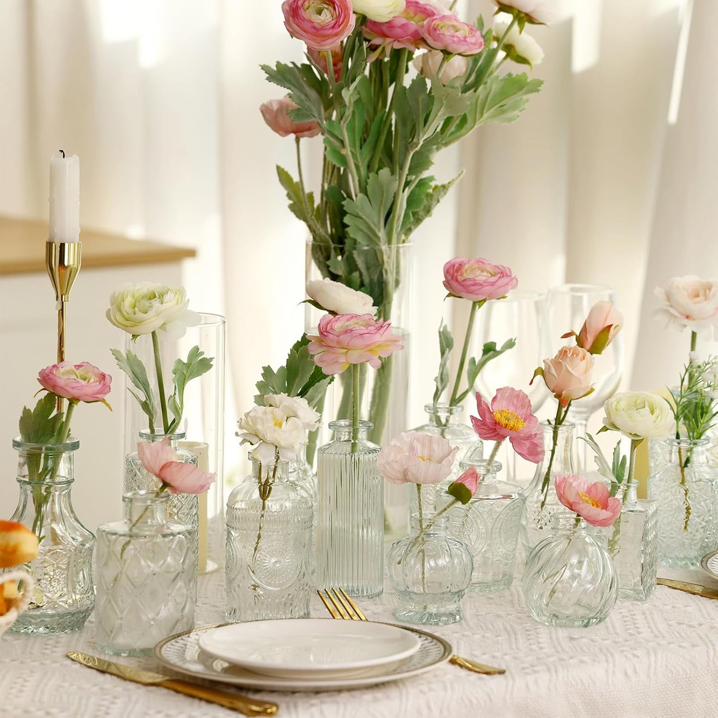CEWOR Glass Bud Vases in Bulk, Set of 64 Small Vases for Centerpieces, Flower Vases for Flowers in Bulk for Rustic Wedding Home Table Decorations
