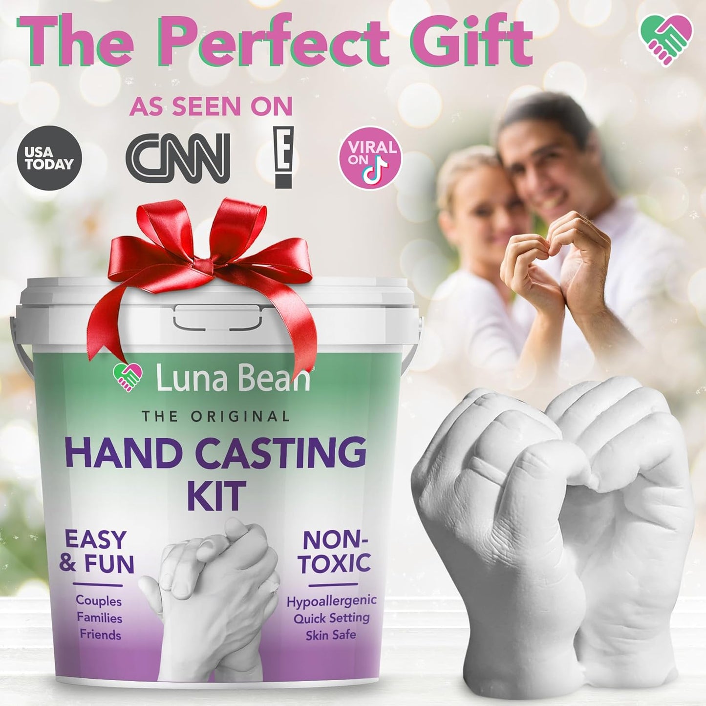 Luna Bean Hand Casting Kit – The Original Hand Mold Kit for Couples – Birthday Gifts, Bridal Shower, Wedding, Engagement Gifts for Her Him Anniversary for Men Women Wife Husband Boyfriend Girlfriend