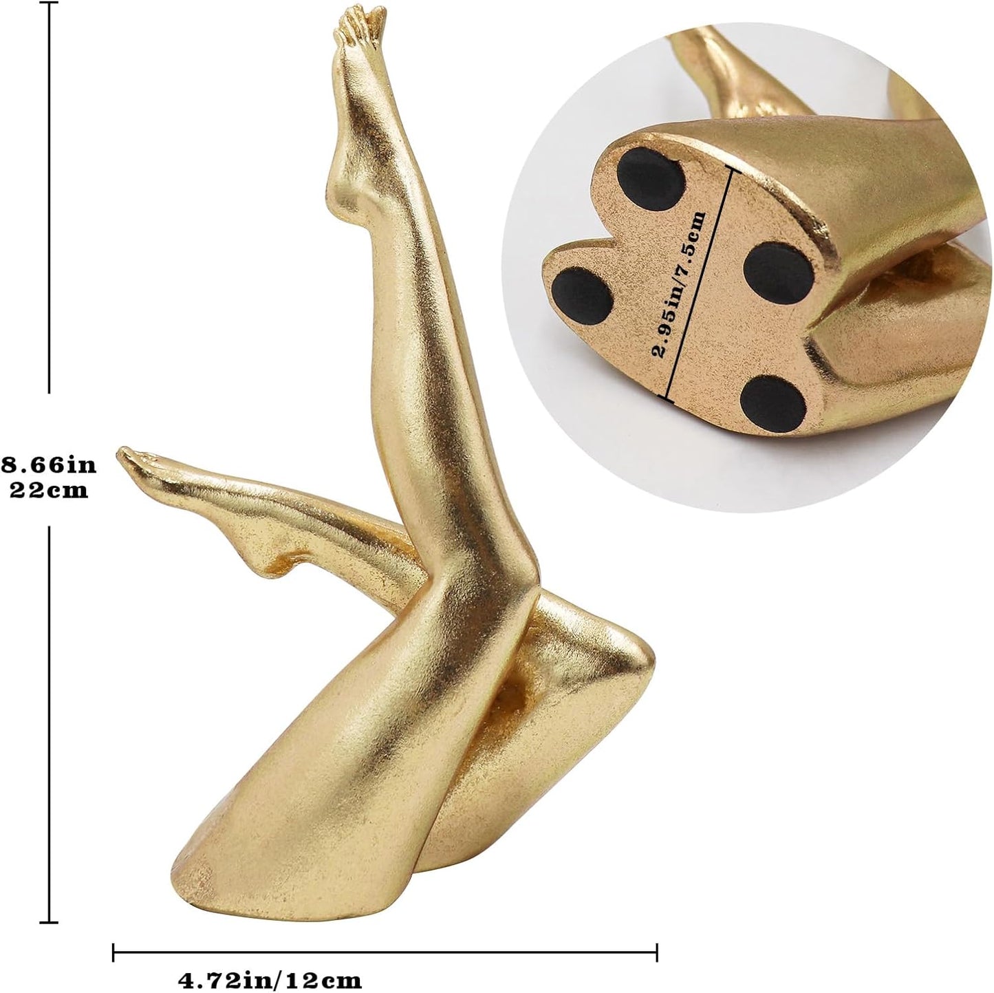 Gold Legs Statue, Resin Abstract Art Legs Ornament, Yoga Woman Decor Sculpture, Modern Aesthetic Figurine Decoration, Suitable for Home Living Room Bedroom Office Shelf Table Desk Bookshelf Decor