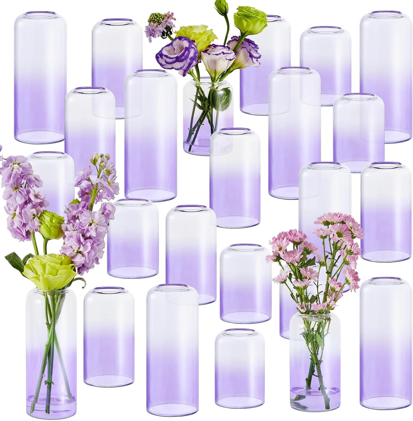 Glass Bud Vases Set of 24, Clear Flower Vase for Centerpieces, Small Vases for Flowers, Decor Centerpiece for Bathroom, Decorative Vases for House Warming