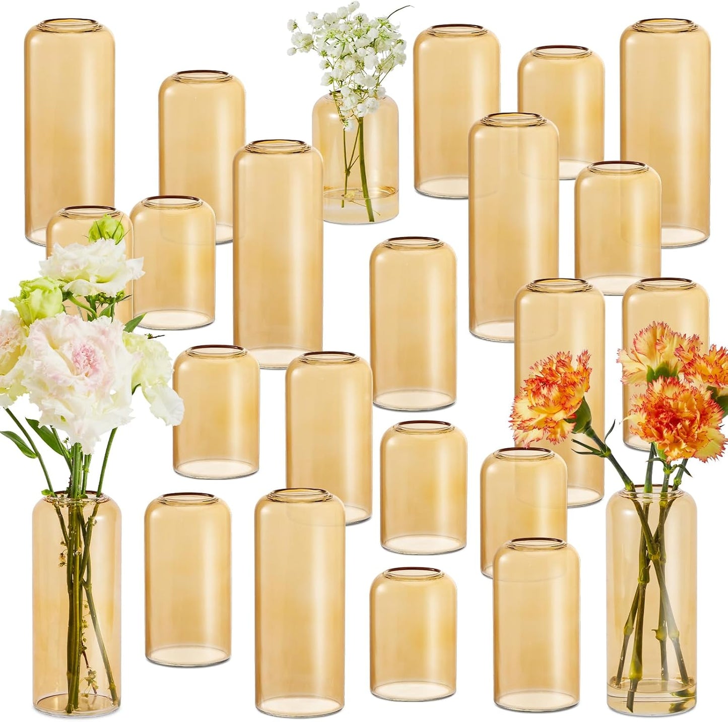 Glass Bud Vases Set of 24, Clear Flower Vase for Centerpieces, Small Vases for Flowers, Decor Centerpiece for Bathroom, Decorative Vases for House Warming