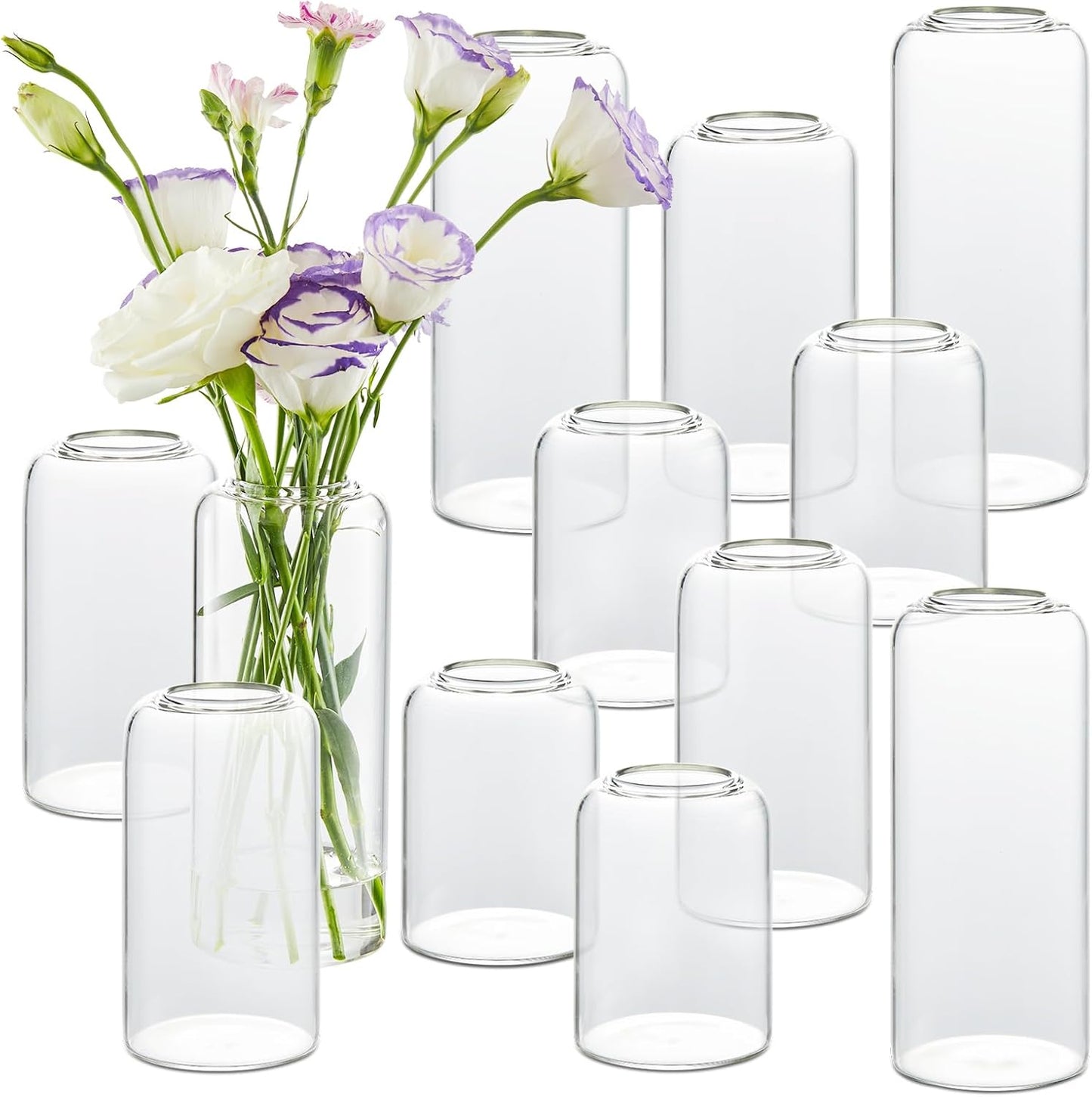 Glass Bud Vases Set of 24, Clear Flower Vase for Centerpieces, Small Vases for Flowers, Decor Centerpiece for Bathroom, Decorative Vases for House Warming