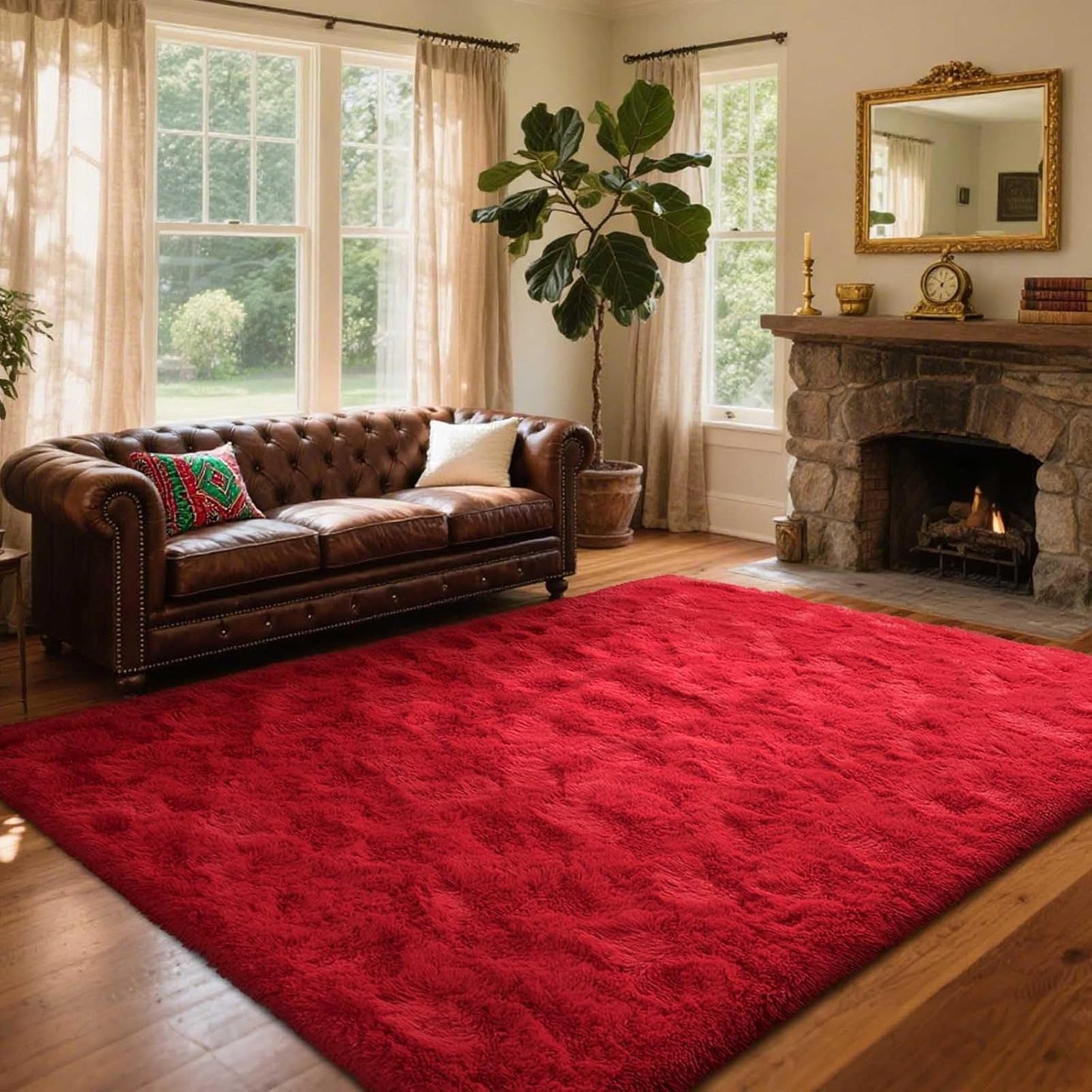 6x9 Ft Large Shag Rugs for Living Room Decor, Tie-Dyed Ultra Soft Fluffy Furry Area Rugs for Bedroom Indoor Floor, Aesthetic Carpet for Kids Home (Dark Grey)