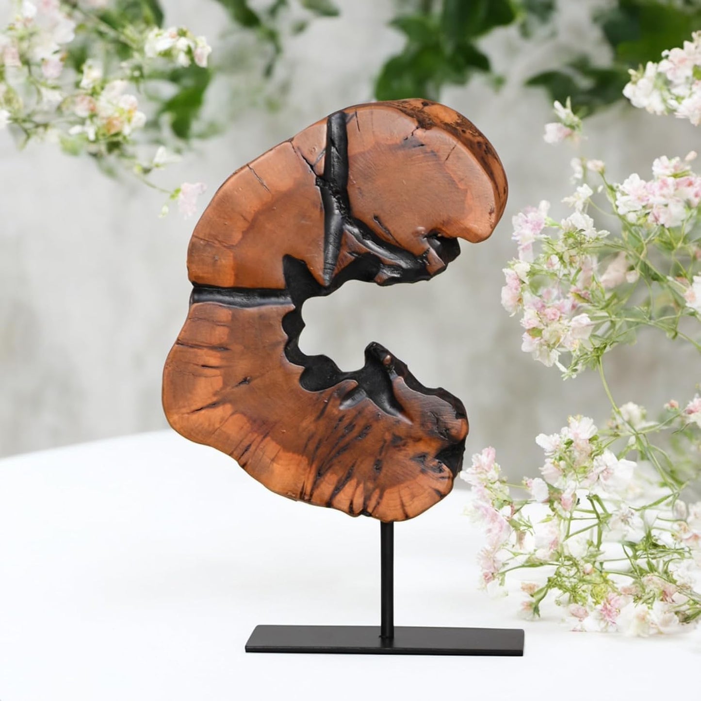 WELLAND Irregular Cedar Wood Sculpture 8.75" W x 1.75" D x 17.75" H Natural Edge Tabletop Statues, Handmade Ornaments, Décor for Living Room, Home Office, Bedroom,