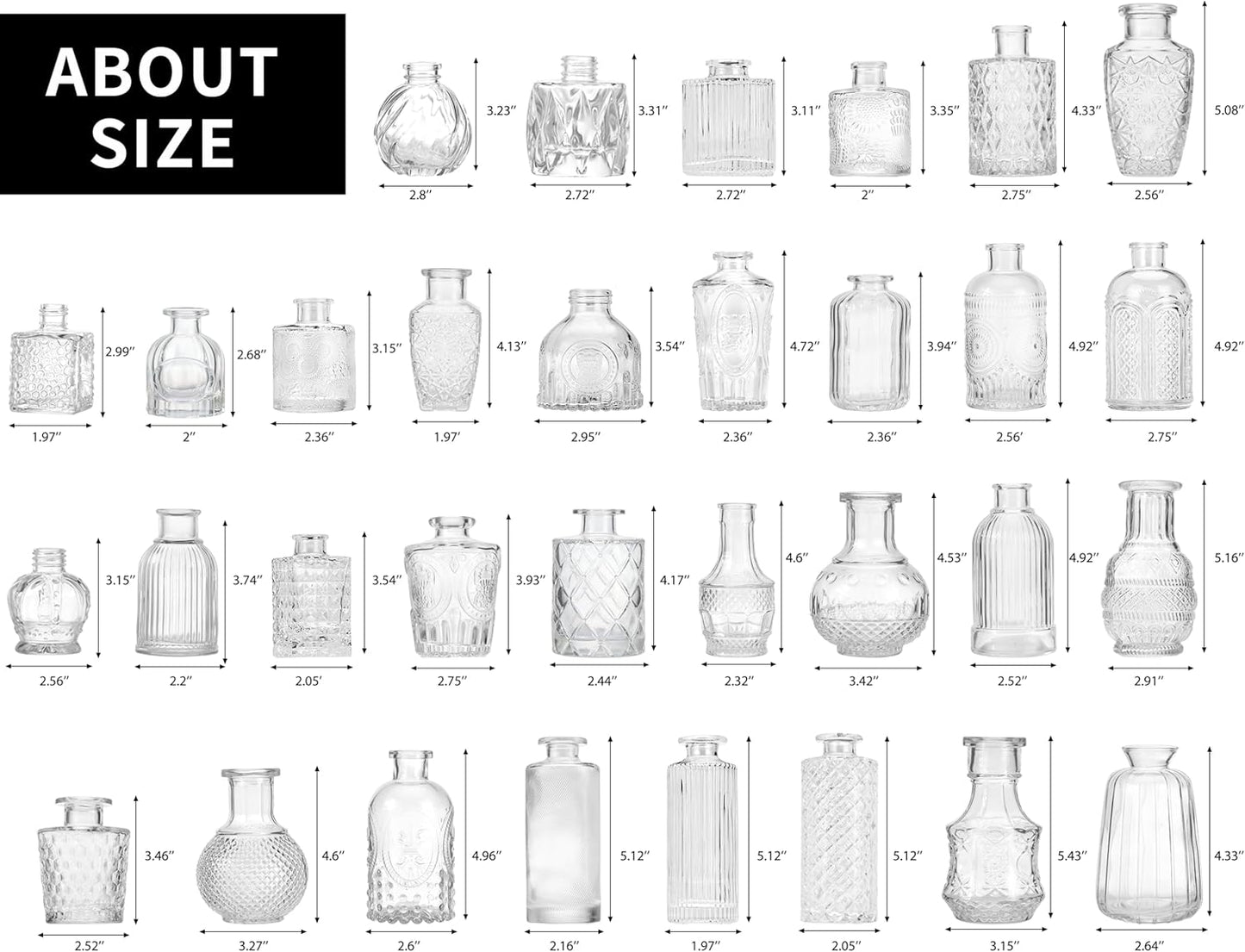CEWOR Glass Bud Vases in Bulk, Set of 64 Small Vases for Centerpieces, Flower Vases for Flowers in Bulk for Rustic Wedding Home Table Decorations