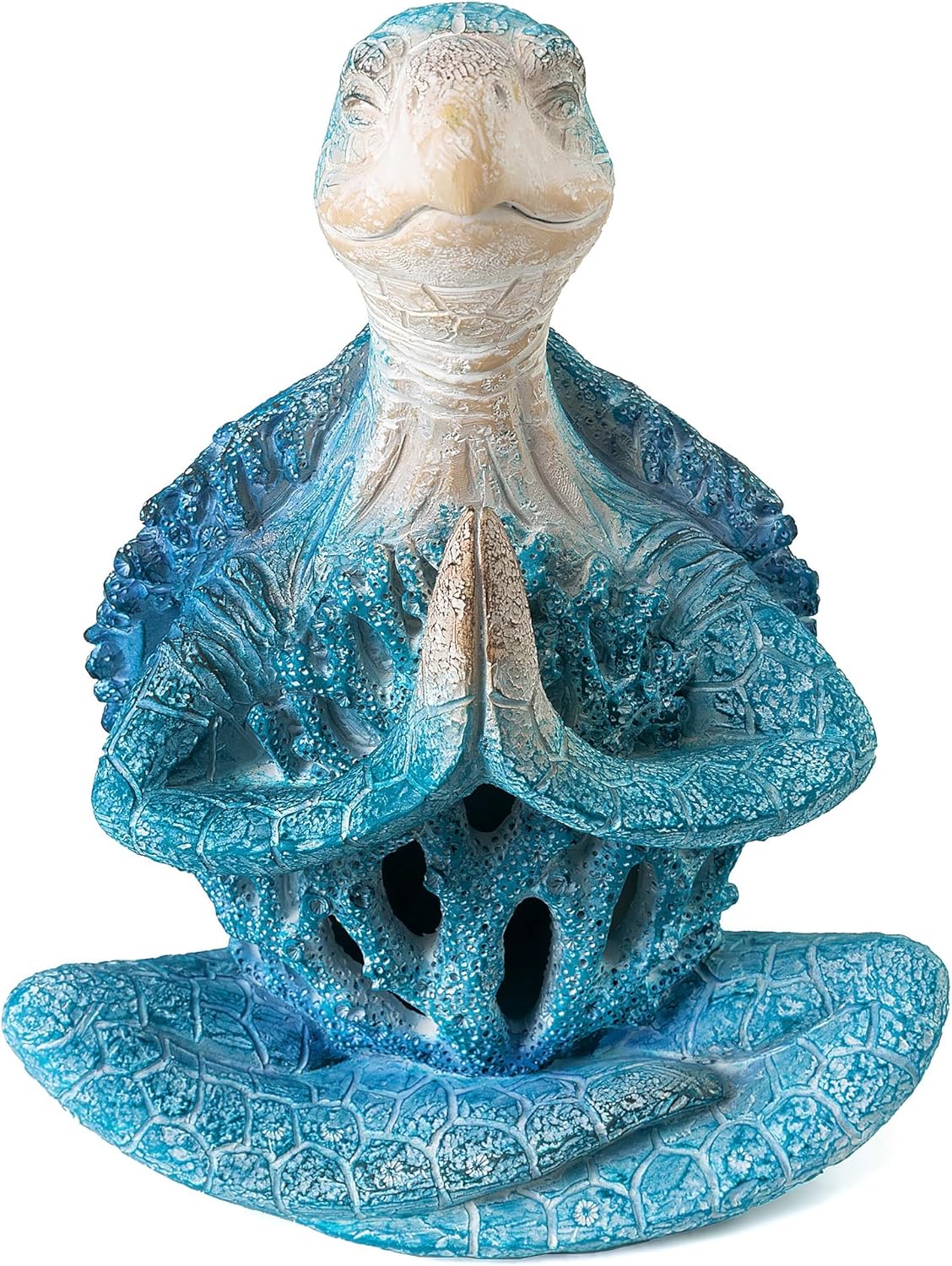 VVGIFTS Sea Turtle Meditation Yoga Decor, Garden Figurine Sea Turtle Meditating Coastal Beach Decorations, Zen Yoga Resin Statue for Home Office Decorations (Put The Palm Separate)
