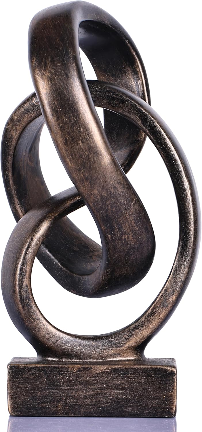 Modern Abstract Knot Sculpture, Artistic Mobius Inspired Resin Decor, Elegant Home and Office Decor, Perfect for Shelves, Desktops, and Mantles, Ideal Gift for Birthdays, Housewarmings (Black)