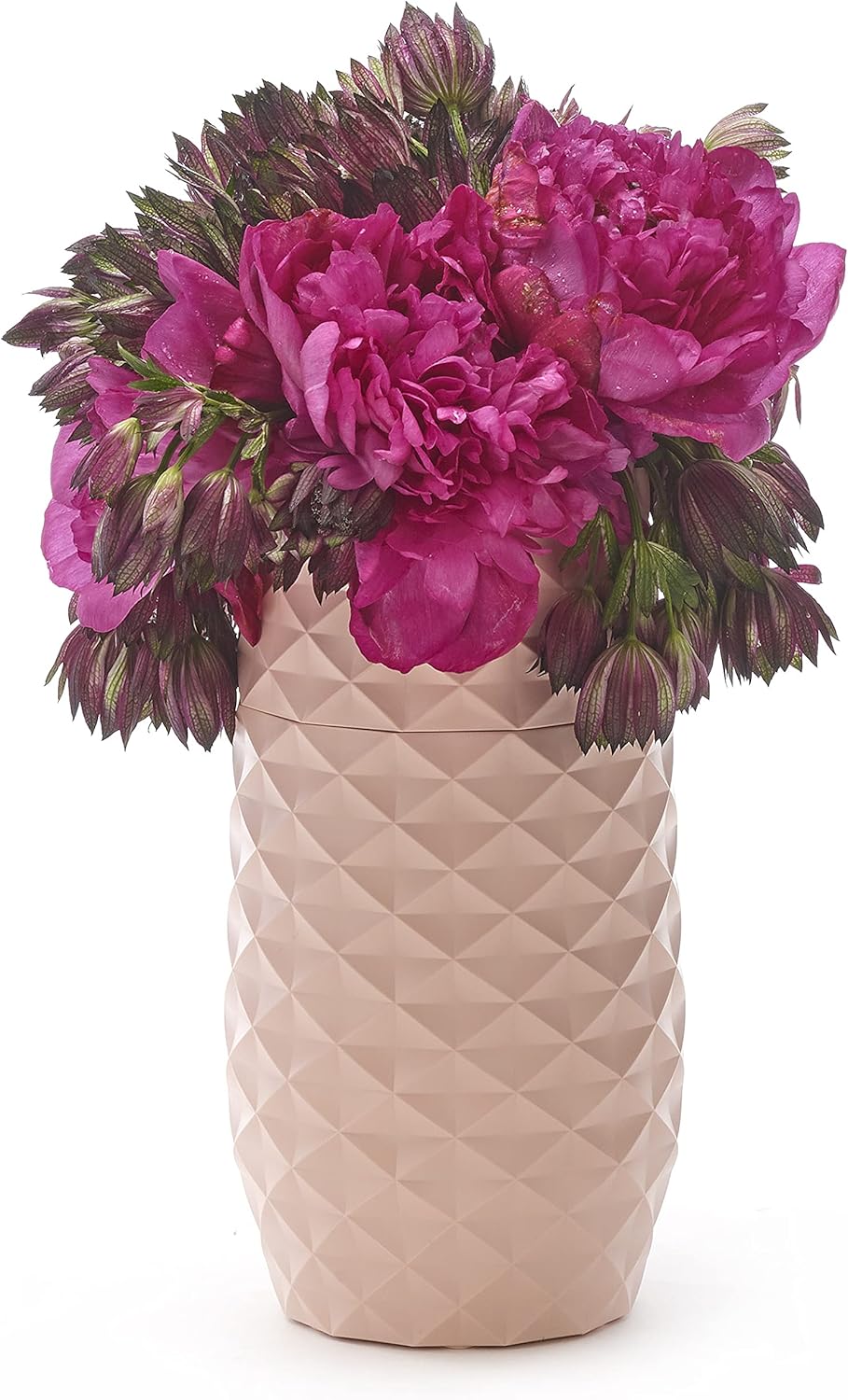 The Amaranth Vase - Unique Design for Easy Water Draining and Stem Access - Impact Resistant Plastic and Marble Blend - The Smart Vase for Floral Arrangements (White)