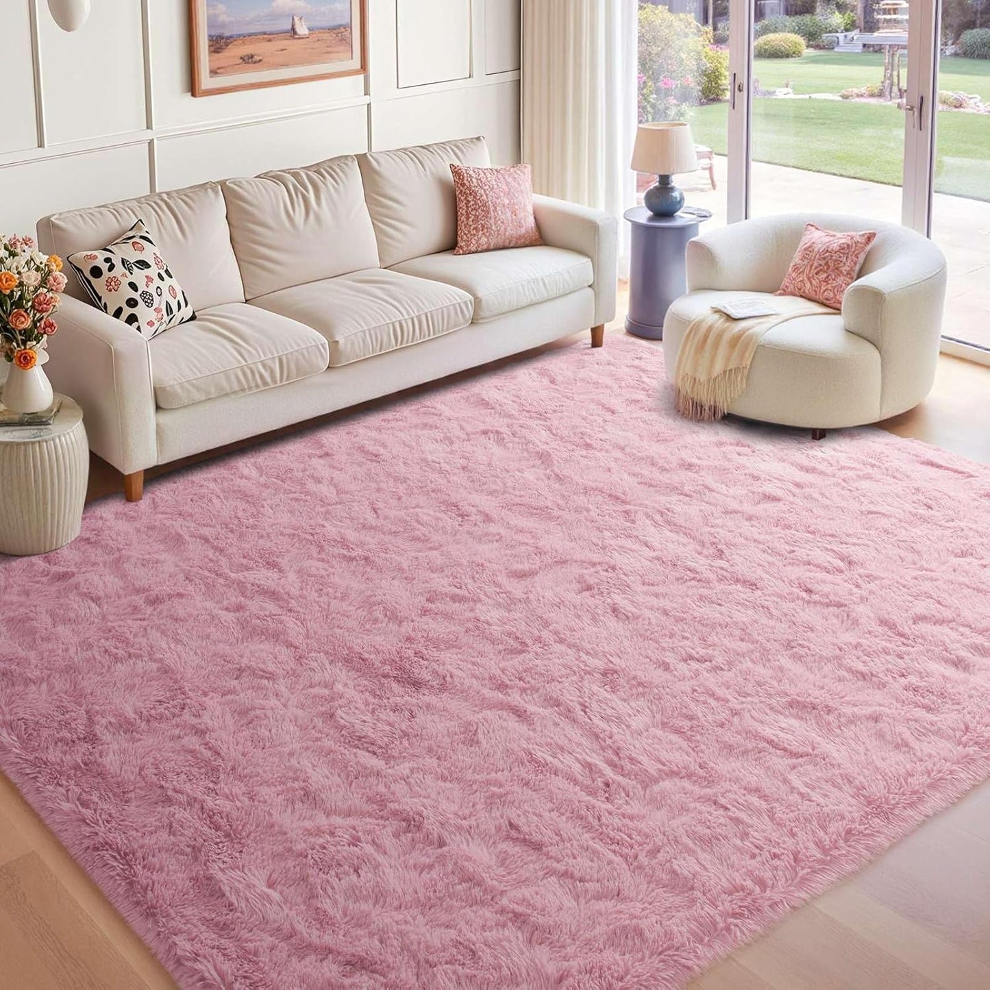 6x9 Ft Large Shag Rugs for Living Room Decor, Tie-Dyed Ultra Soft Fluffy Furry Area Rugs for Bedroom Indoor Floor, Aesthetic Carpet for Kids Home (Dark Grey)
